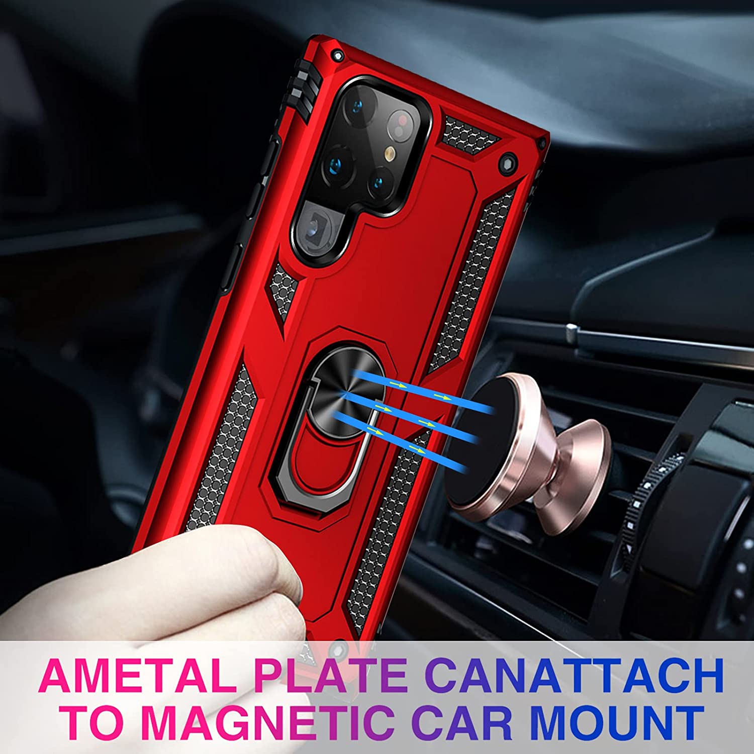 【SuperShield】 Heavy Duty Full-Body Armor Shockproof Bumper Hard Back Protective Defender Case with Kickstand Ring Phone Holder Case for Samsung