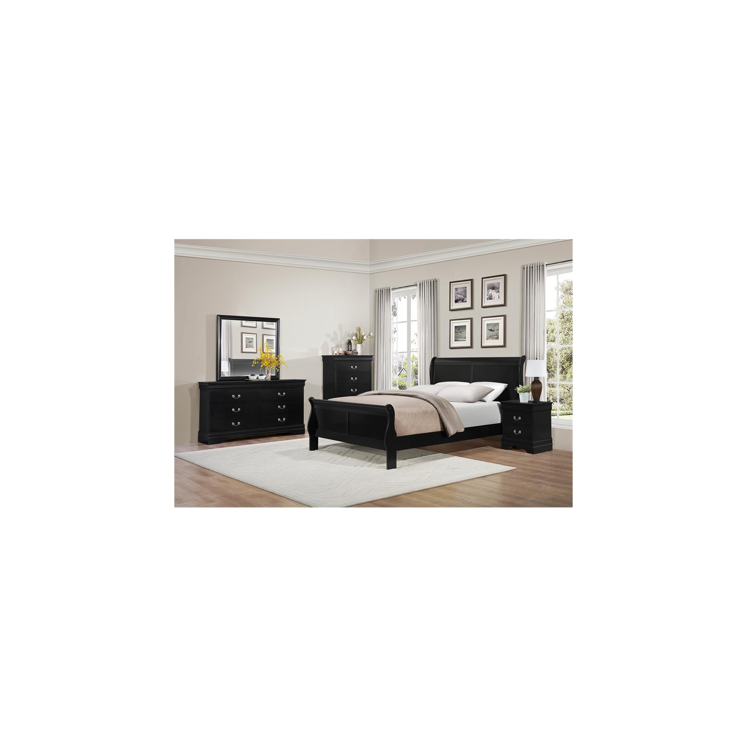 Lexicon Mayville Traditional 2-Drawer Wood Nightstand in Black