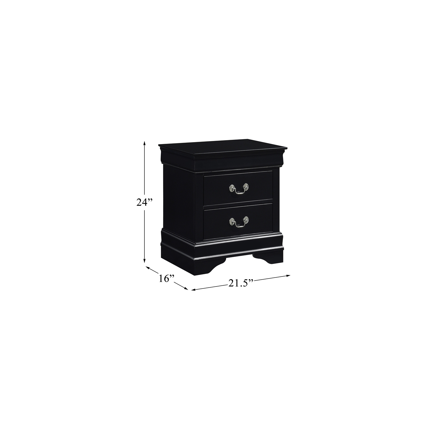 Lexicon Mayville Traditional 2-Drawer Wood Nightstand in Black