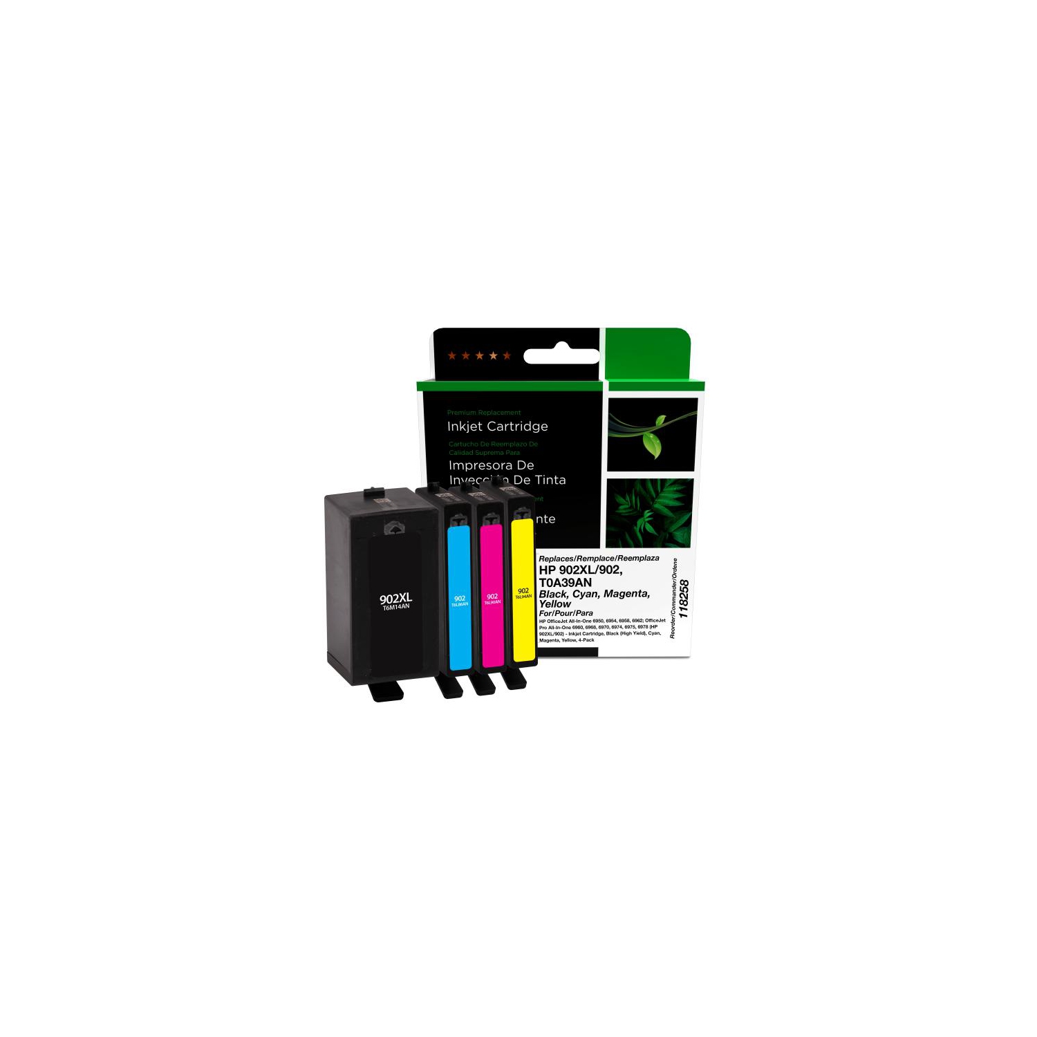 Clover Imaging Remanufactured Black High Yield, Cyan, Magenta, Yellow Ink Cartridges for HP 902XL/902 (T0A39AN) 4-Pack