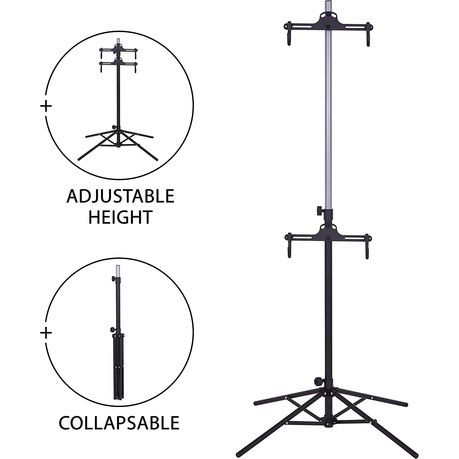 RaxGo – Support réglable à deux vélos, rangement de garage sur support vertical autoportant