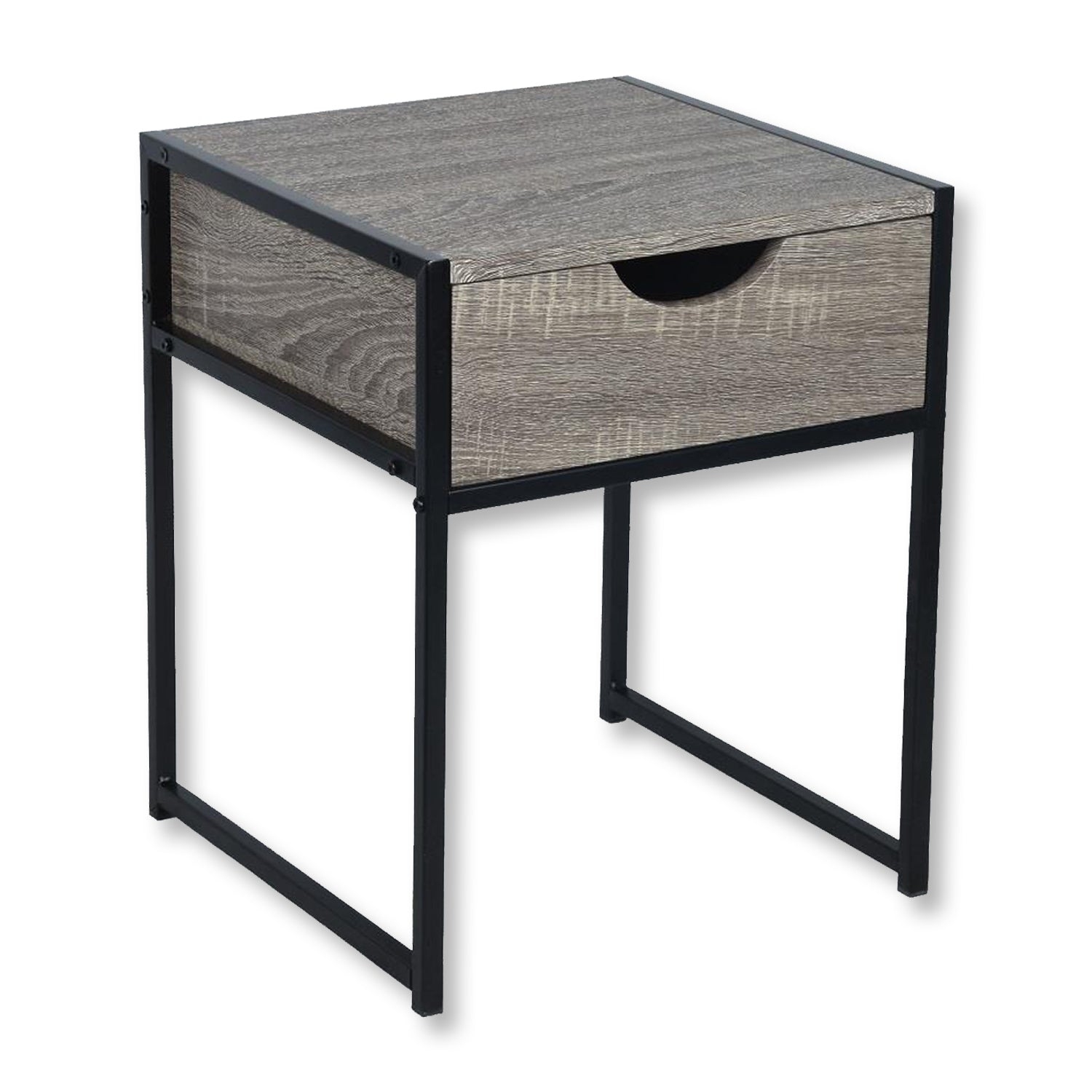 ITY International - Side Table with Drawer, Made of MDF, 15.7" x 19.7" x 15.7", Taupe Gray