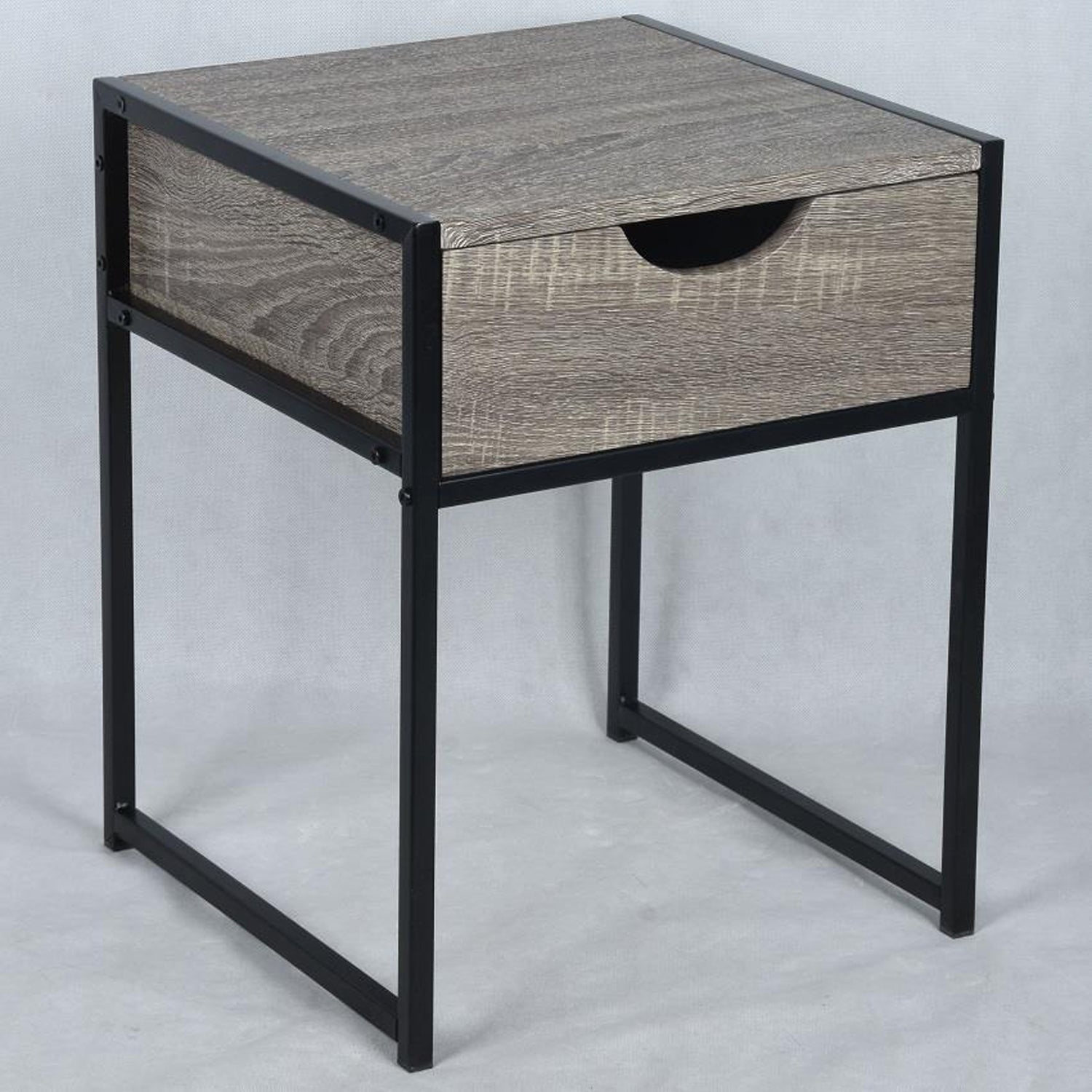 ITY International - Side Table with Drawer, Made of MDF, 15.7" x 19.7" x 15.7", Taupe Gray