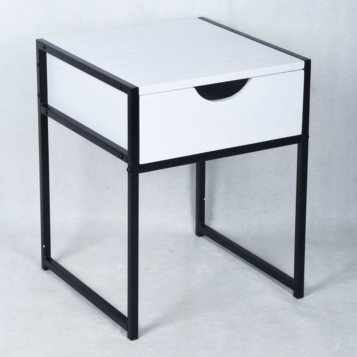 ITY International - Table d'appoint avec Tiroir, Fabriqué en MDF, 15.7" x 19.7" x 15.7", Blanc