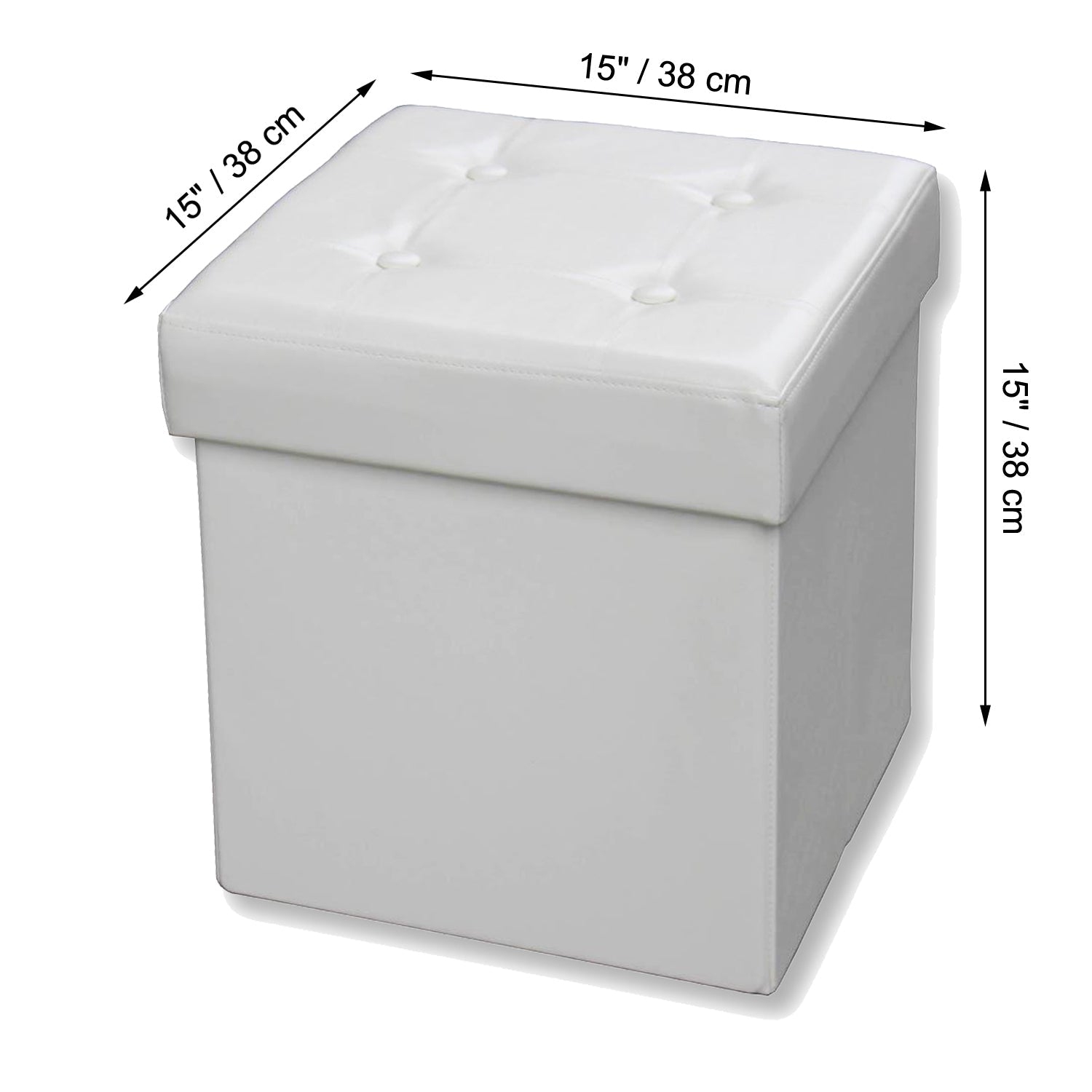 ITY International - Foldable Ottoman/Footrest with Storage, 15" x 15" x 15, Beige