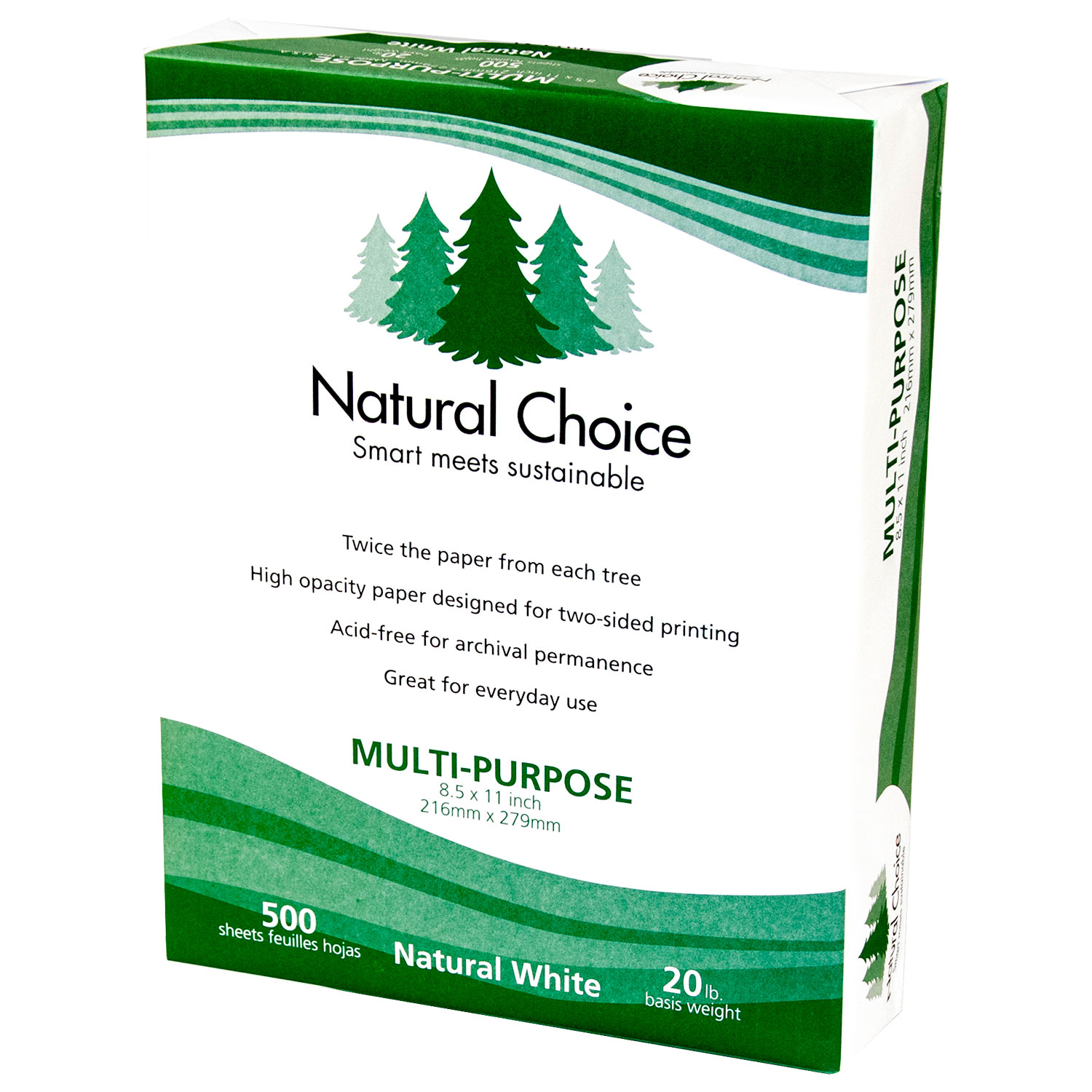 Natural Choice 500-Sheet 8.5” x 11” Multi-Purpose Paper - 87 Brightness