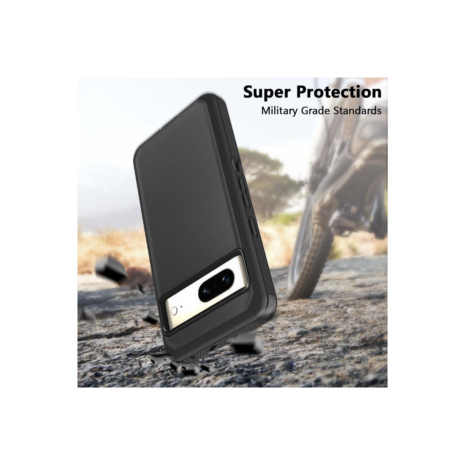 【CSmart】 Étui Coque rigide anti-chute triple 3 couches antichoc Heavy Duty Defender pour Google Pixel 7, Noir