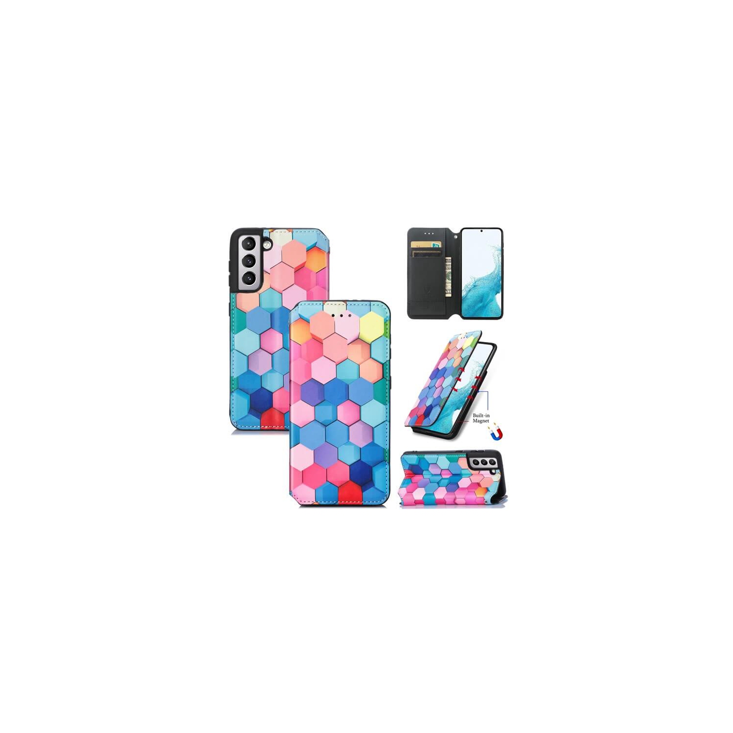 Compatible with Samsung Galaxy S23 5G Wallet Case, Premium Leather Flip Wallet Case with Card Slots Kickstand Magnetic Buckle Shockproof Protective