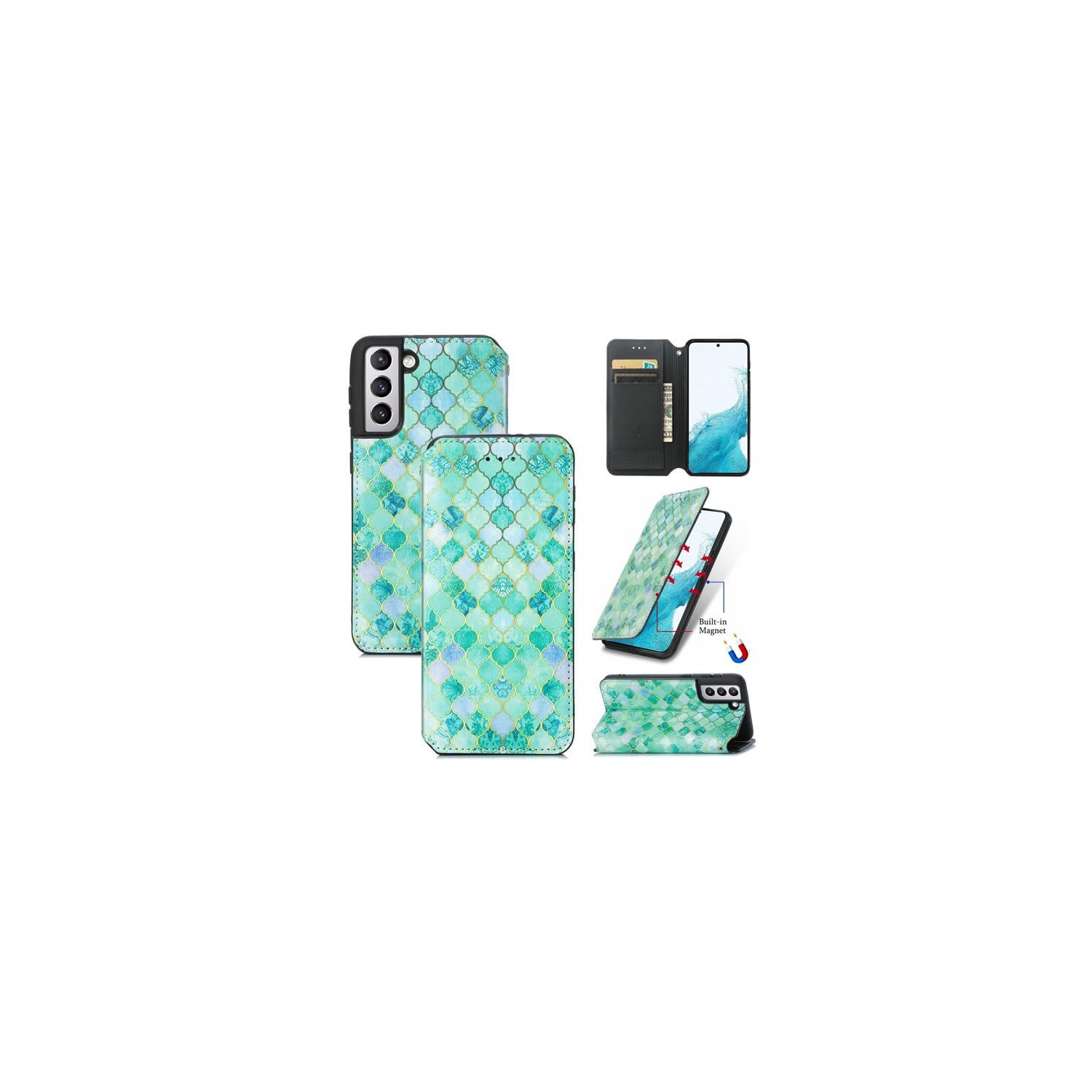 Compatible with Samsung Galaxy S23 5G Wallet Case, Premium Leather Flip Wallet Case with Card Slots Kickstand Magnetic Buckle Shockproof Protective