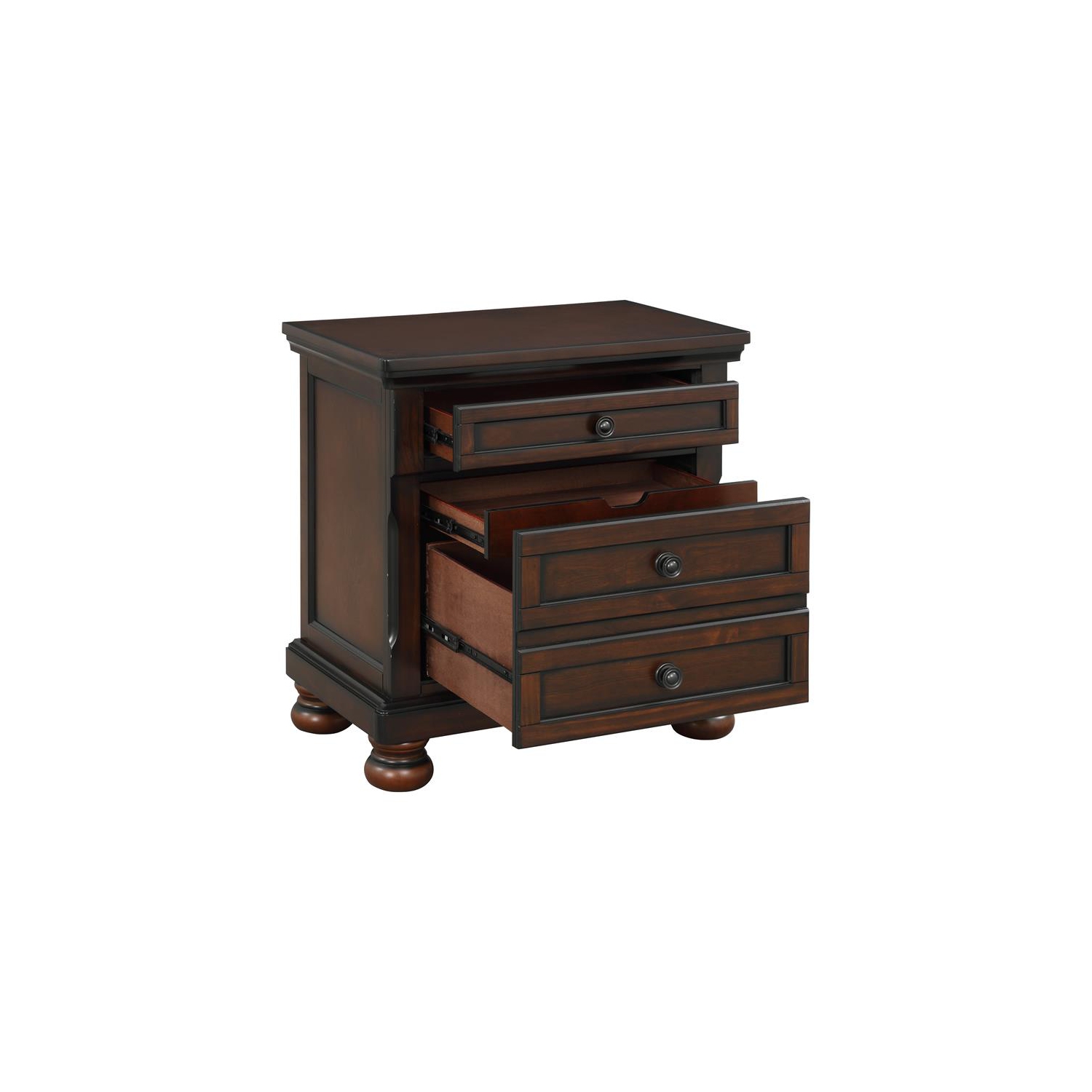 Lexicon Cumberland 3-Drawers Traditional Wood Nightstand in Brown Cherry