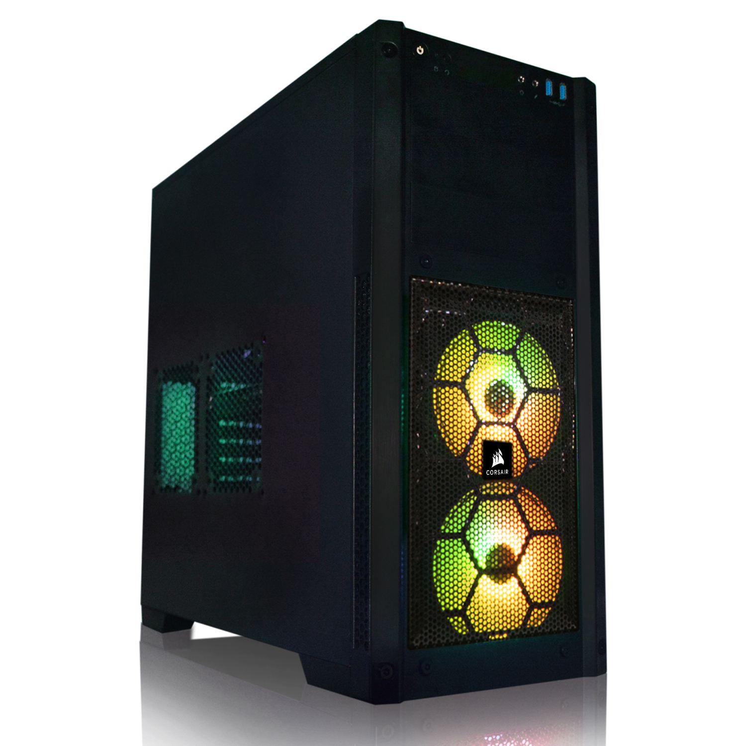 Refurbished (Good) - Gaming PC AMD 8-Core FX upto 4.2GHz Processor 16GB RAM 1TB SSD GeForce GT1030 DDR5 Graphics ASUS Motherboard Corsair Chassis RGB KB/Mouse Windows 10 WIFI