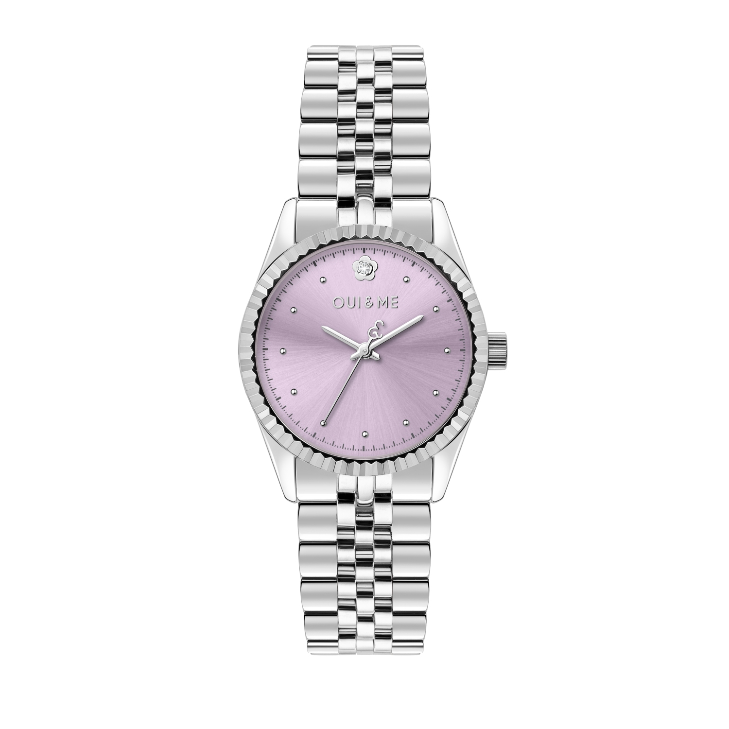 Coquette 30mm 3 Hand Lilac With Diam Dial Bracelet Stainless Steel