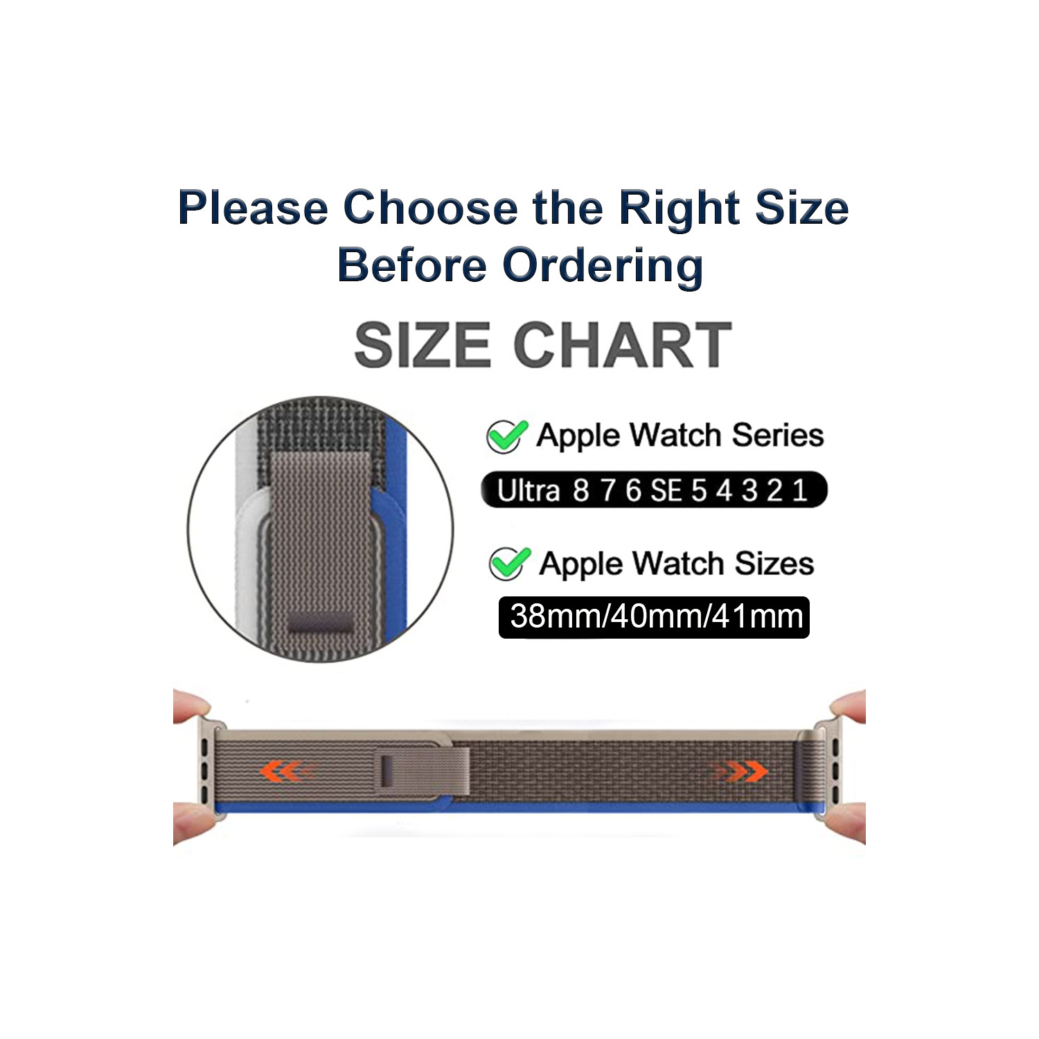 Bracelet sport en nylon à boucle en sentier de XCRS avec languette pour Apple Watch 38&nbsp;mm et bracelet élastique souple 41&nbsp;mm de 40&nbsp;mm