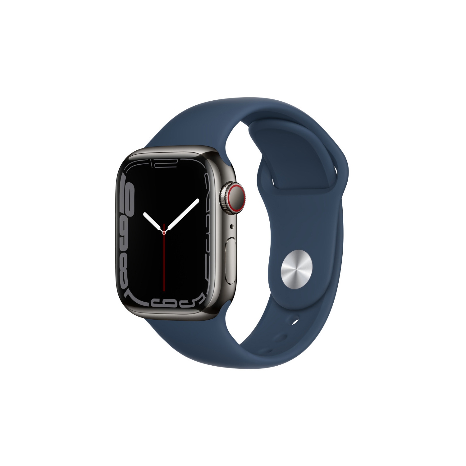 Remis à neuf - Apple Watch Series 7 (GPS + cellulaire) 41&nbsp;mm boîtier inox graphite et bracelet sport bleu abysse - remis à neuf certifié Apple