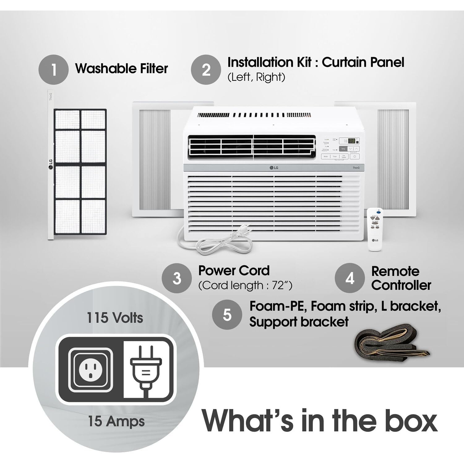 LG 14000 BTU Window Air Conditioner, 115V, 700 Sq.Ft., Quiet Operation, Electronic Control with Remote, 3 Cooling & Fan Speeds, Auto Restart