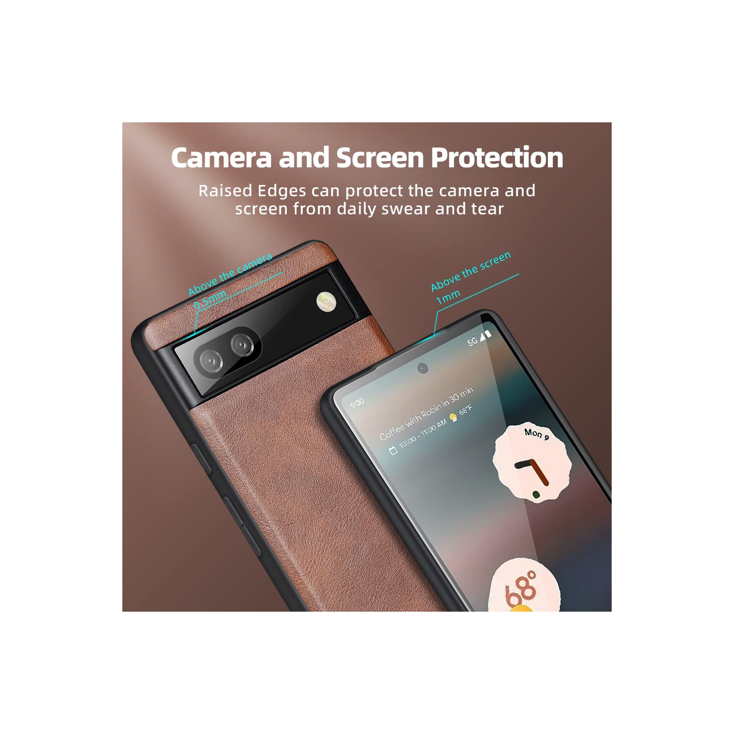 Google Pixel 6A Case 5G Ultra-Thin Slim Premium PU Leather Elegant Soft TPU Bumper Shockproof Protective Cases Phone Cover for Google Pixel 6A