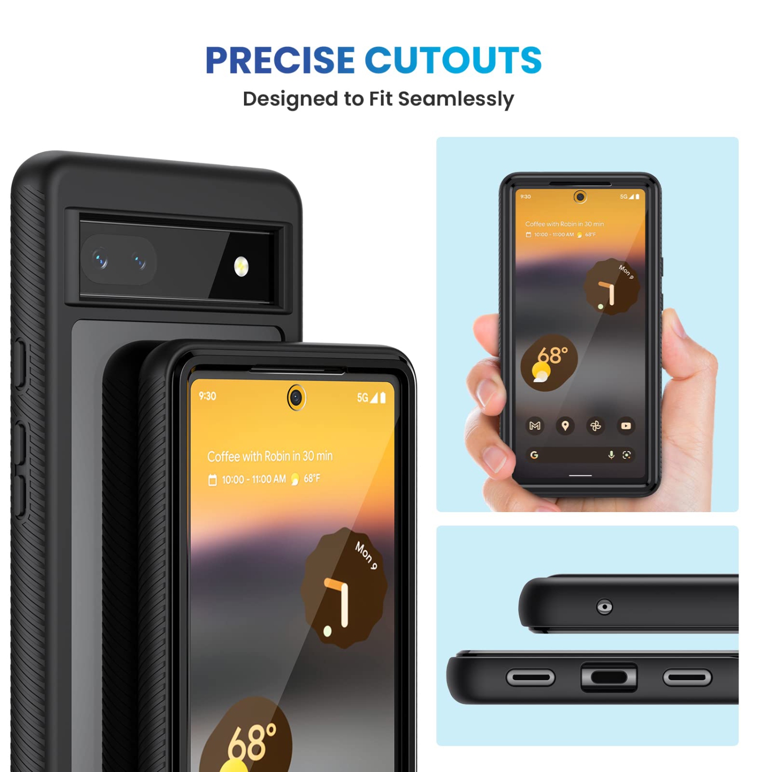 Google Pixel 6A Case, Built-in Screen Protector Full-Body Rugged Pixel 6A Case Shockproof Heavy Duty Drop Protection Bumper Cover for Google Pixel 6A