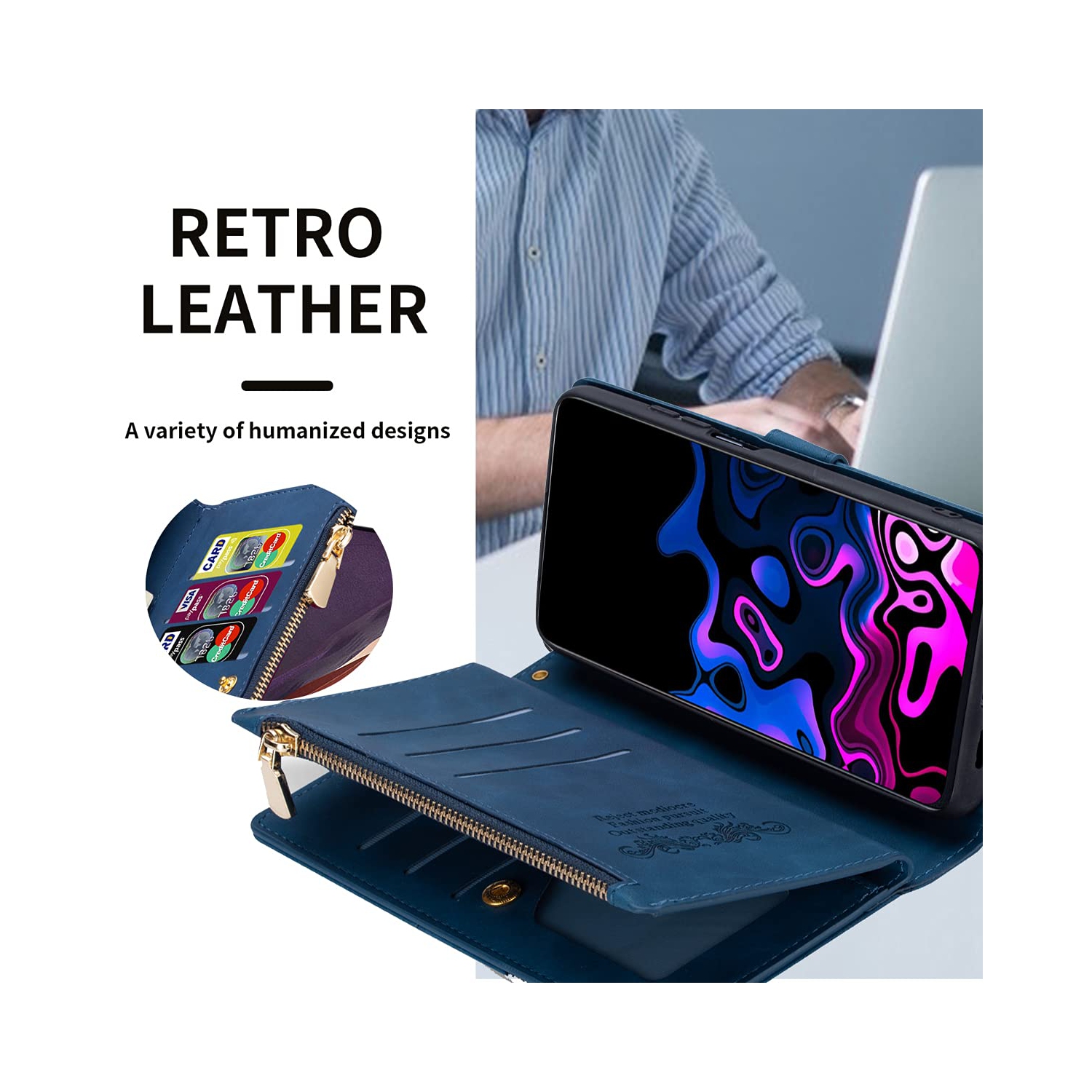 Google Pixel 6a Case, Google Pixel 6a Wallet Case, 9 Card Slots Premium Flip Wallet Leather Magnetic Case Purse with Zipper Coin Credit Card Holder