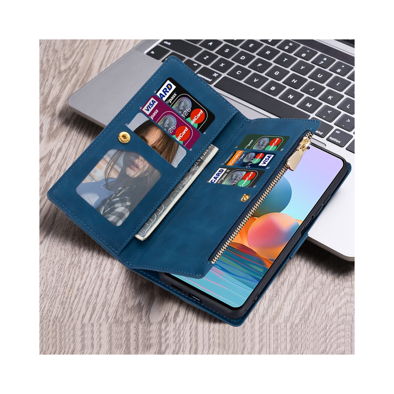 Google Pixel 6a Case, Google Pixel 6a Wallet Case, 9 Card Slots Premium Flip Wallet Leather Magnetic Case Purse with Zipper Coin Credit Card Holder