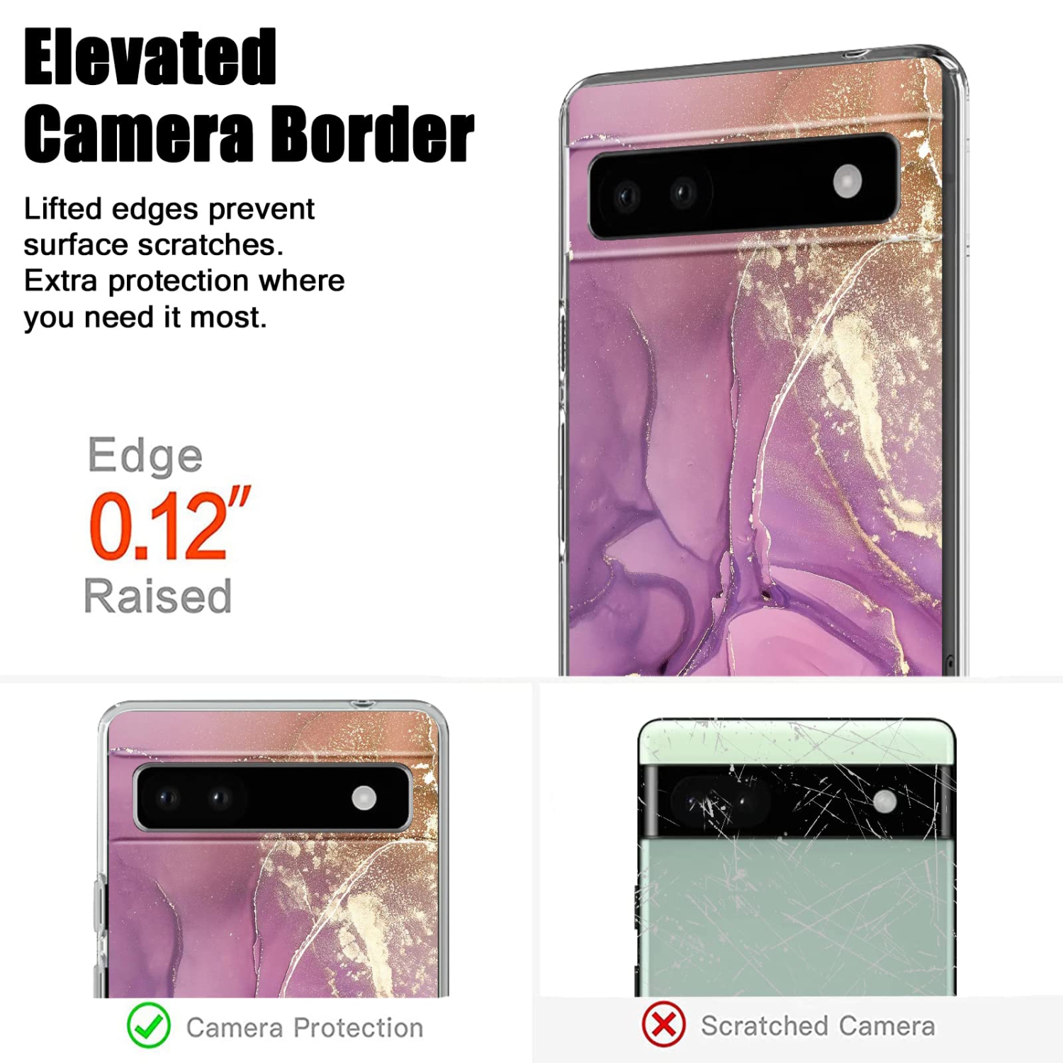 Phone Case for Google Pixel 6A with Gold Marble Flexible Design for Women Girls,Full-Body Protection Soft TPU Thin Case Skin Cover Compatible with