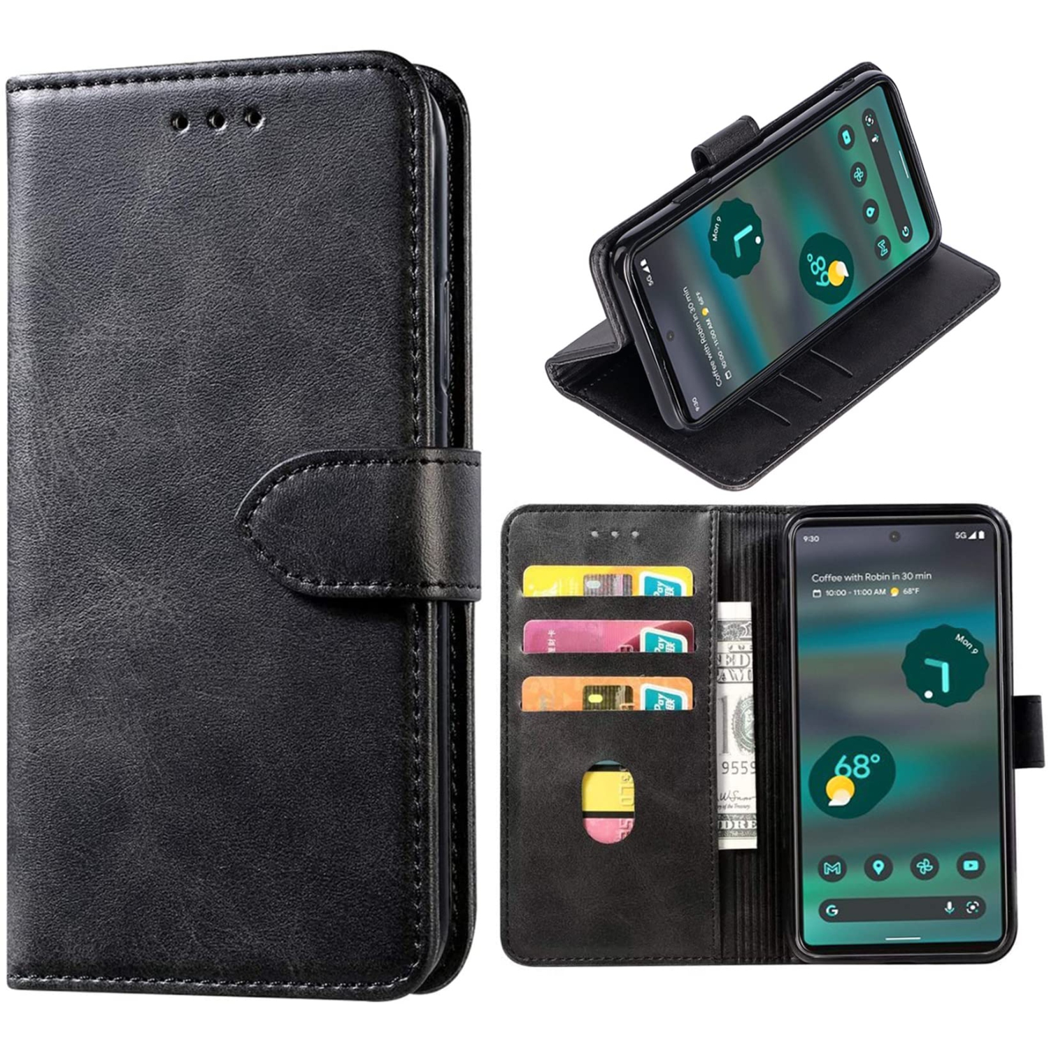 HLD Shockproof Flip Flap Wallet Case for Google Pixel 6A 5G with Magnetic Clasp & Card Slots