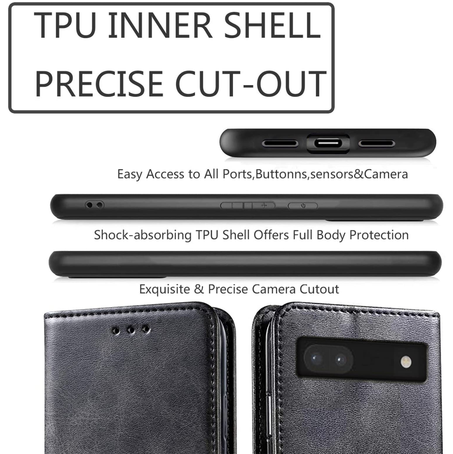 HLD Shockproof Flip Flap Wallet Case for Google Pixel 6A 5G with Magnetic Clasp & Card Slots