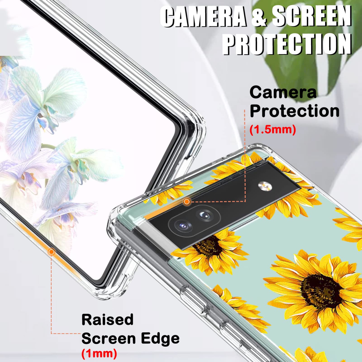 Case Compatible with Google Pixel 6a Clear with Design Elegant Flora Pattern Soft TPU Slim Shockproof Protective Google Pixel 6A 5G 6.1 inch Skin for