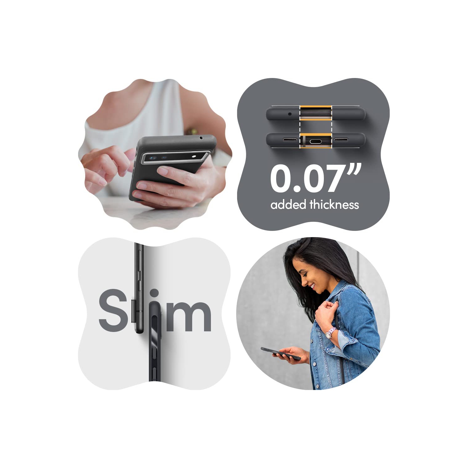 Pixel 6a Case 5G, Dust-Resistant Silicone-Feel TPU with Protective PC Camera Ring - Dusk