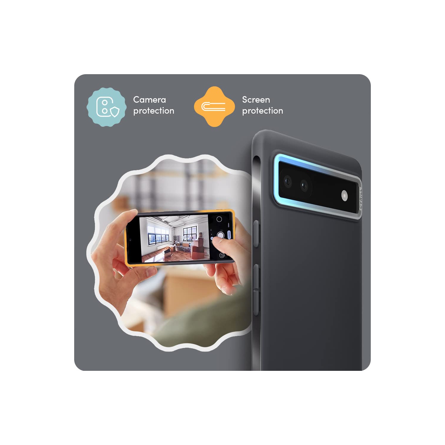 Pixel 6a Case 5G, Dust-Resistant Silicone-Feel TPU with Protective PC Camera Ring - Dusk