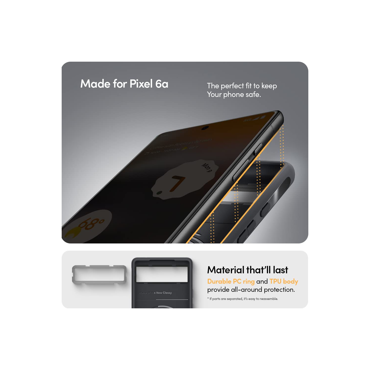 Pixel 6a Case 5G, Dust-Resistant Silicone-Feel TPU with Protective PC Camera Ring - Dusk