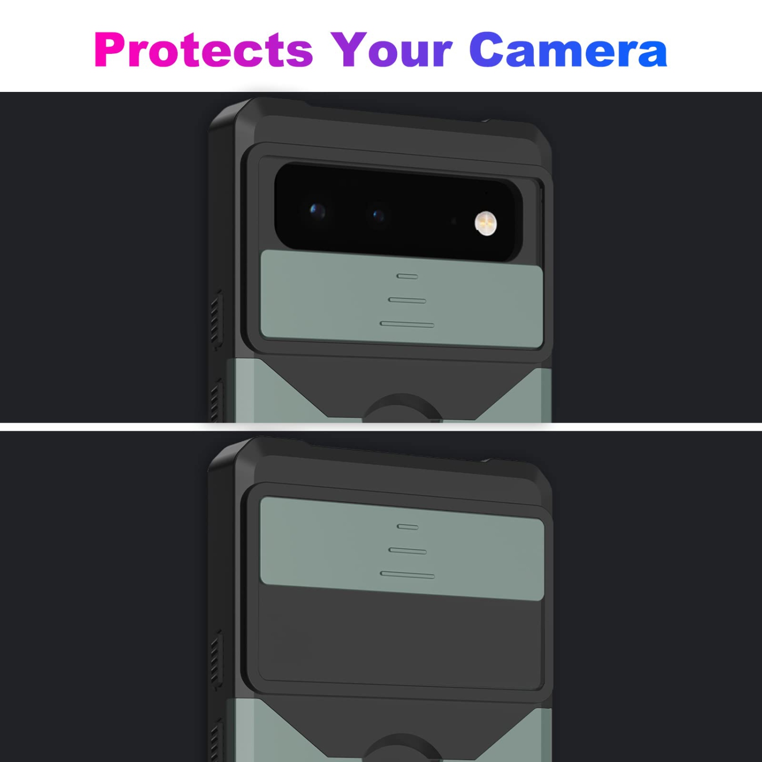 Wallet Case Compatible with Google Pixel 6A & 2 Screen Protectors, with Sliding Camera Cover, Card Holder Slot and Magnetic Kickstand Ring, Heavy