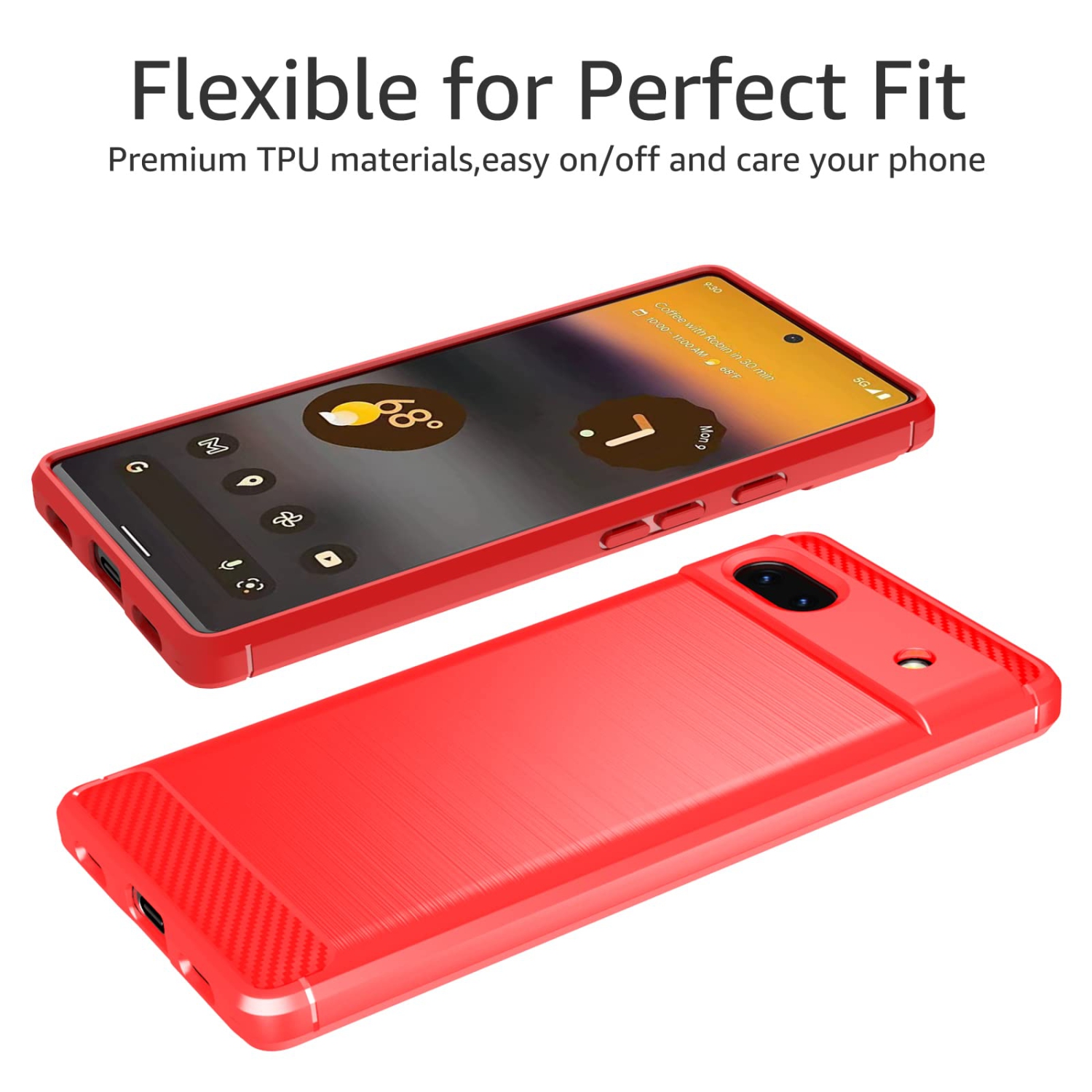 Google Pixel 6a Case, Flexible Shock-Absorbing TPU Protective with Upgraded Protection Phone Cover Compatible with Google Pixel 6a 2022,Red