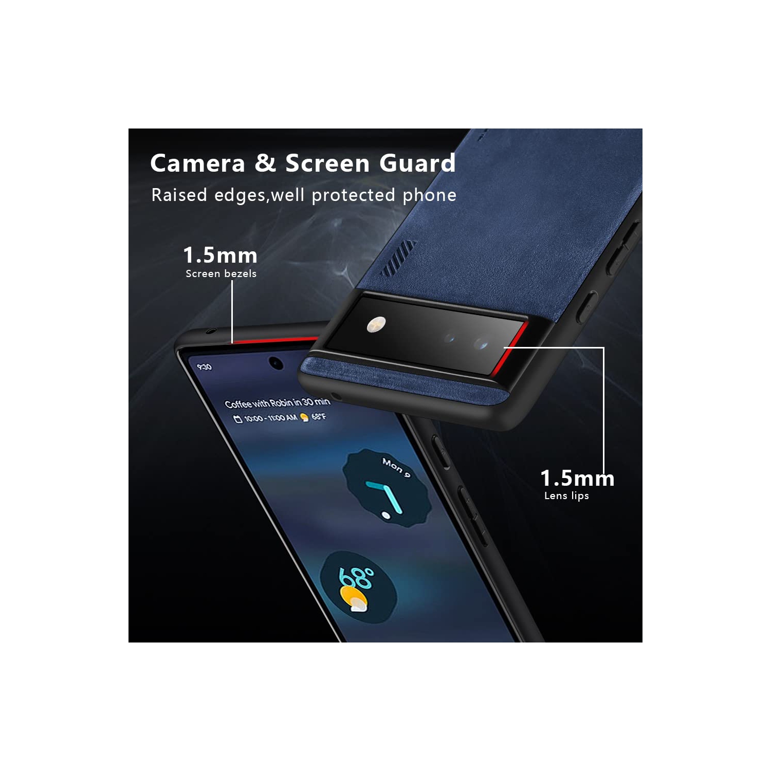 Google Pixel 6A Case Drop Protective Thin Dual Layer Shockproof Bumper Cases Full Body Rugged Hard PC Back Anti-Scratch Microfiber Surface with Grip