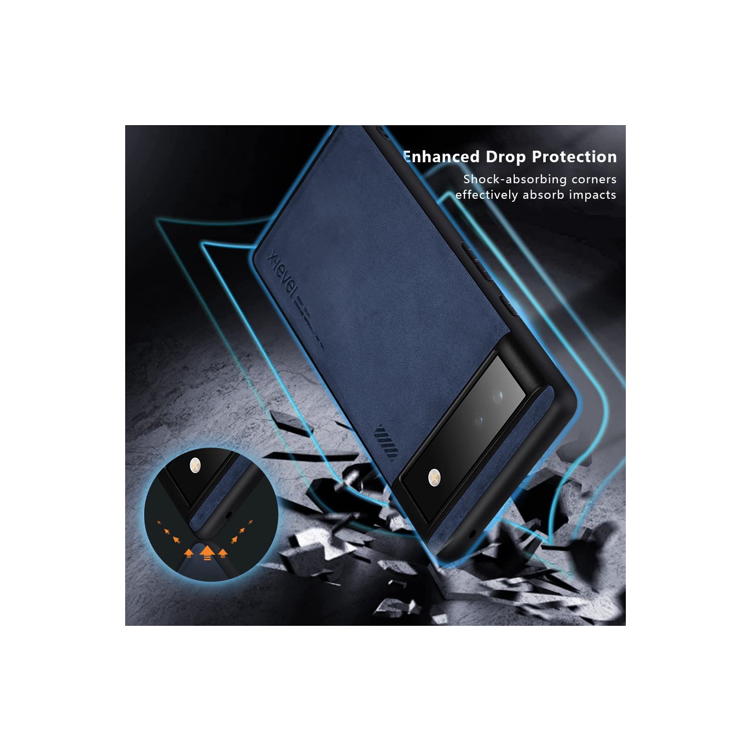 Google Pixel 6A Case Drop Protective Thin Dual Layer Shockproof Bumper Cases Full Body Rugged Hard PC Back Anti-Scratch Microfiber Surface with Grip