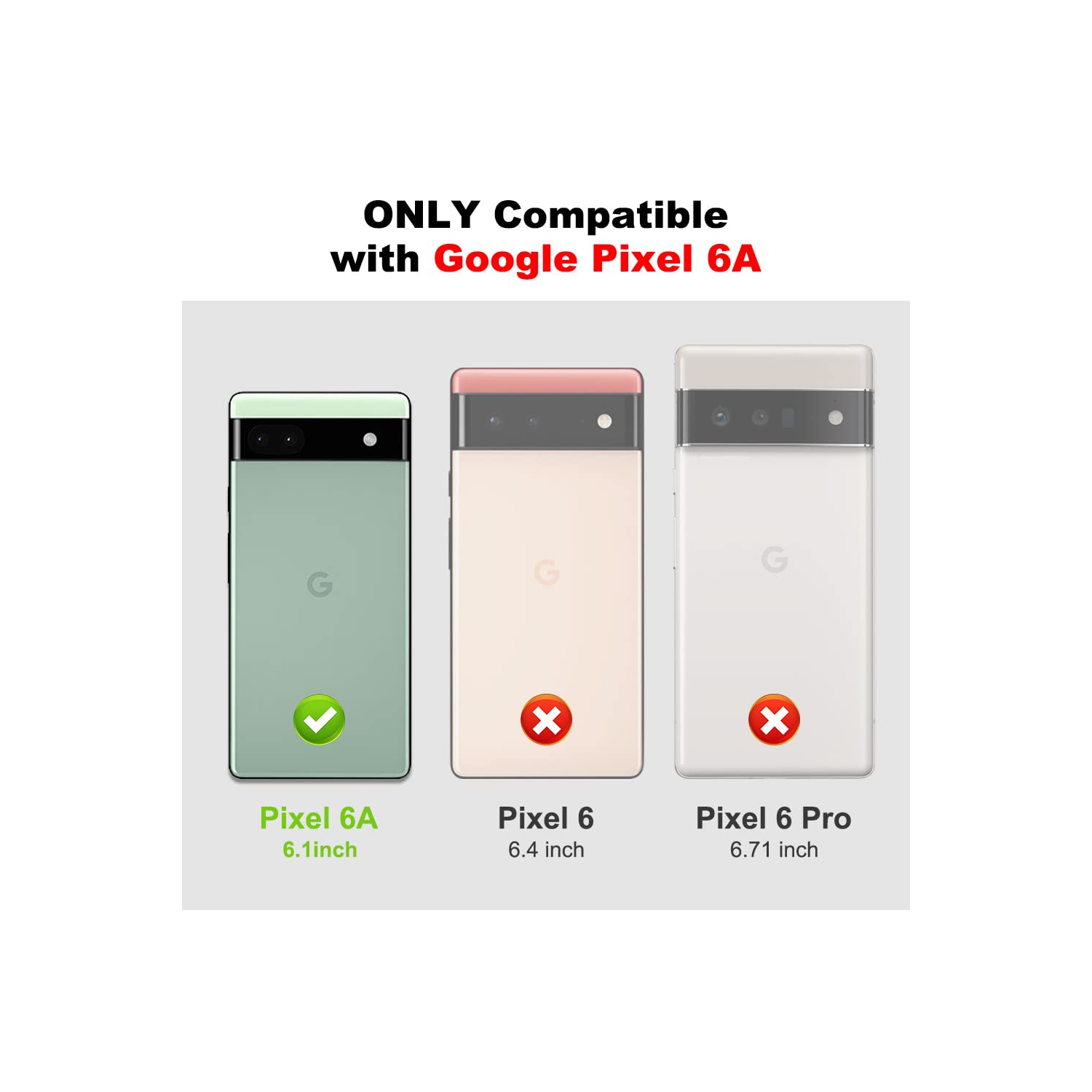 Wallet Case Compatible with Google Pixel 6A & 2 Screen Protectors, with Sliding Camera Cover, Card Holder Slot and Magnetic Kickstand Ring, Heavy