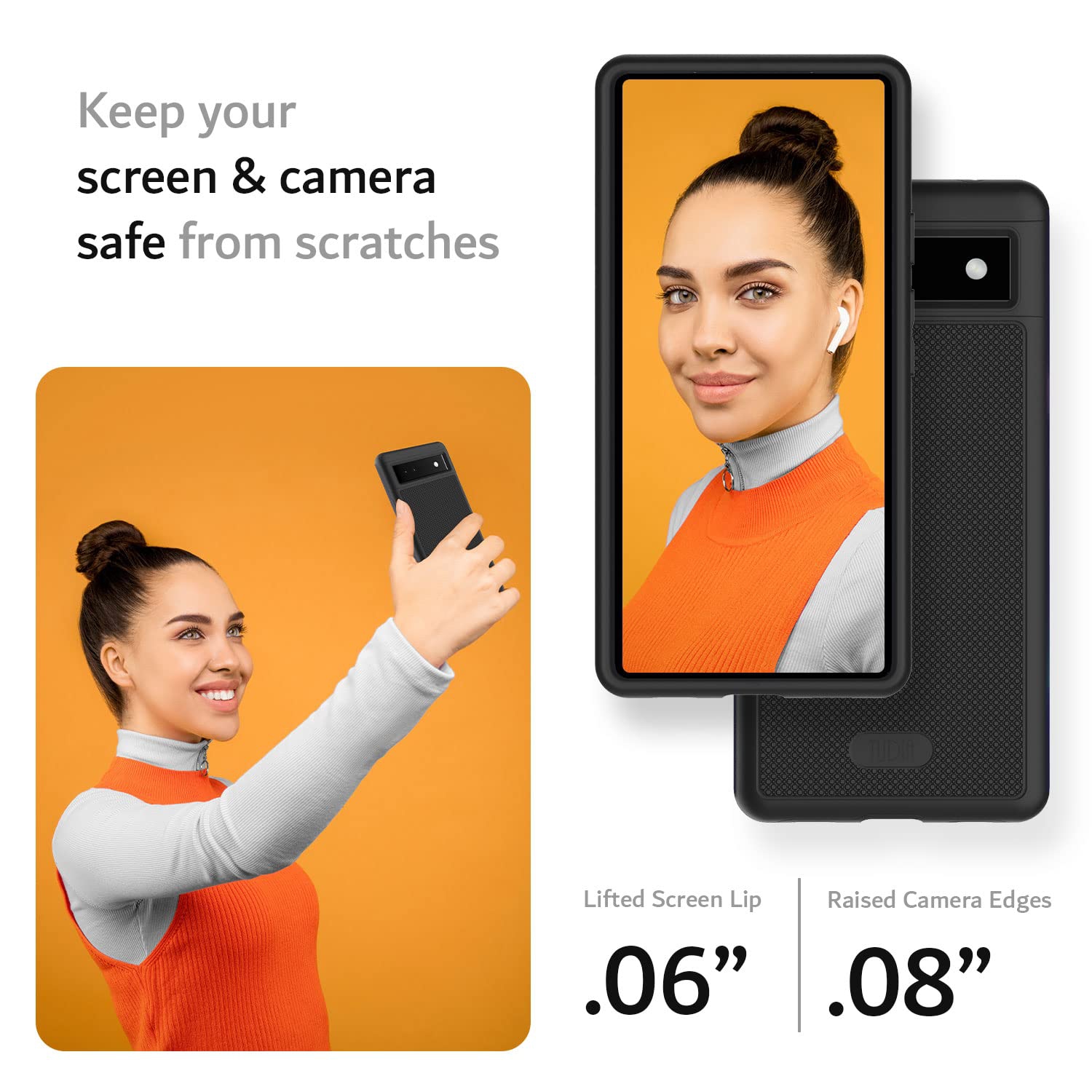 DualShield Grip Designed for Google Pixel 6a Case, Shockproof Military Grade Dual Layer Slim Protective Case for Pixel 6a (Matte Black)