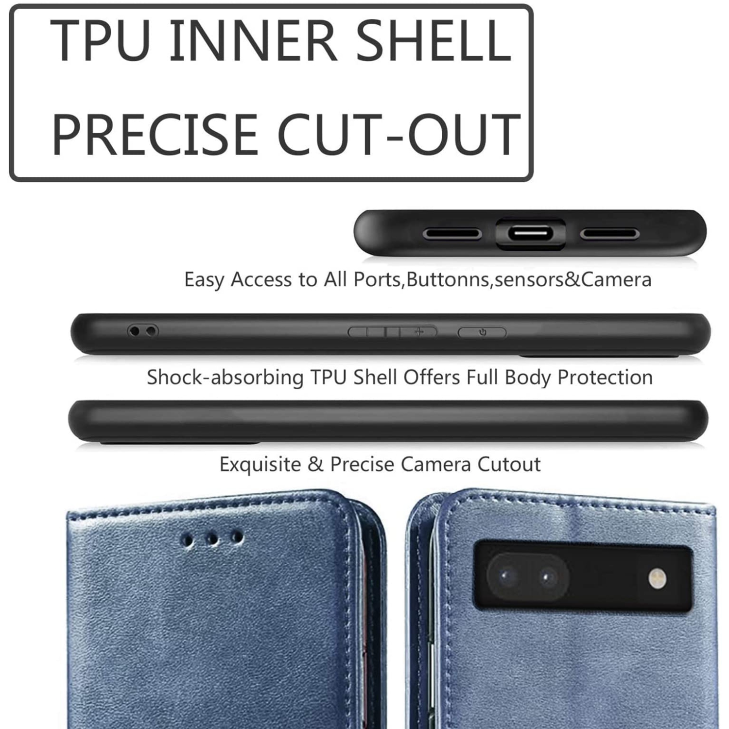 Google Pixel 6A Case 5G, Google Pixel 6A Wallet Case Shockproof Flip Flap Foldable Magnetic Clasp Protective Pixel 6A Cover Case with Cash Credit