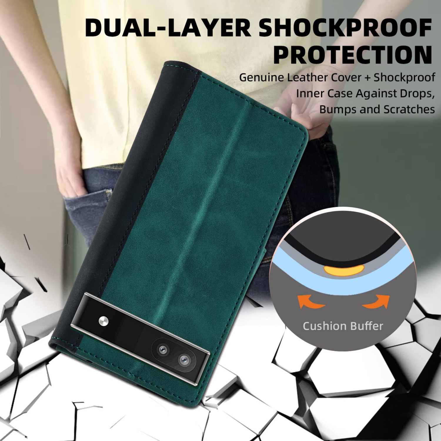 Google Pixel 6a Case Wallet, Google Pixel 6a Flip Case Premium PU Sturdy Leather Protective Magnetic Clasp Design Flip Case with Card Holder Slots