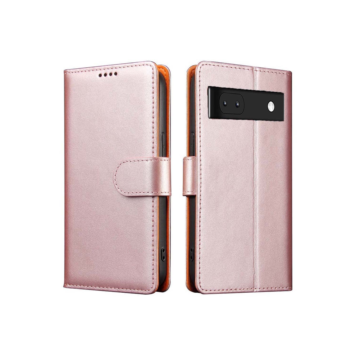 Google Pixel 6a Case Wallet Genuine Leather Flip with Anti-Theft RFID Blocking Kickstand Strong Magnetic Clasp Closure Cash Credit Card Slots
