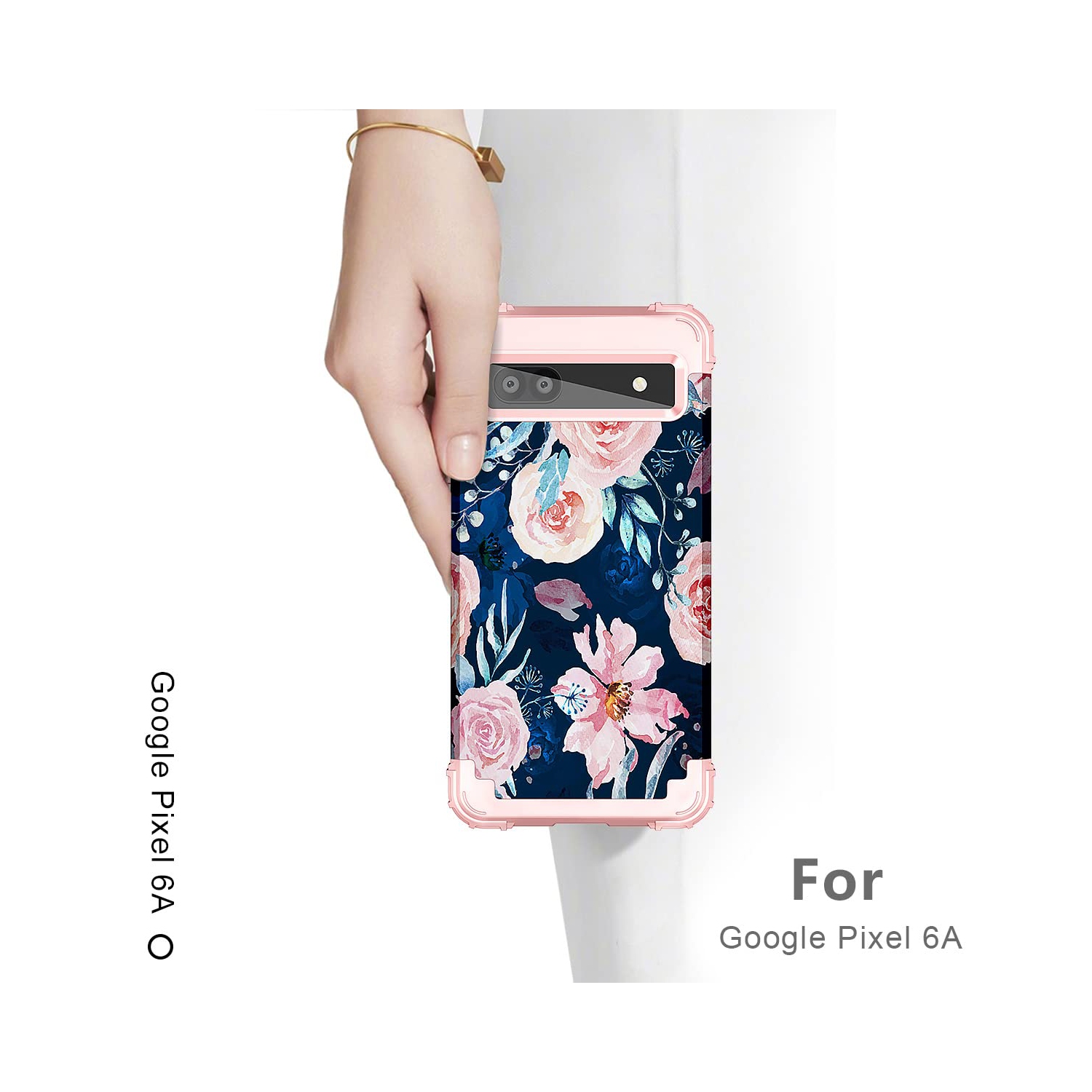 for Google Pixel 6A Case, Heavy Duty Shockproof Protection Hard Plastic+Silicone Rubber Hybrid 3 in 1 Drop Protective Case for Google Pixel 6A Navy