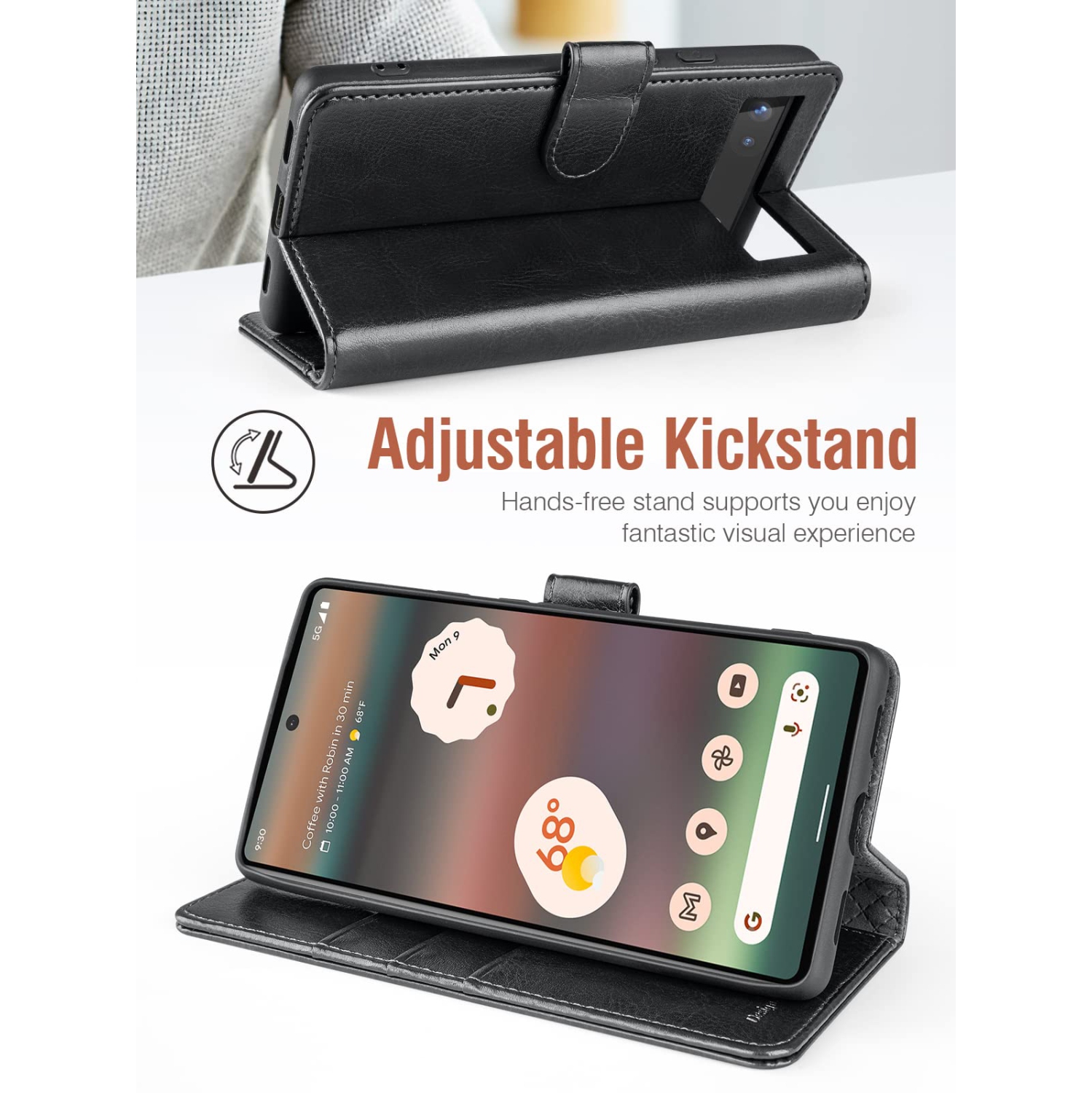 Google Pixel 6A Case Wallet, PU Leather Flip Folio Case with Card Holders RFID Blocking Kickstand Shockproof TPU Inner Shell Phone Cover 6.1 Inch 2022