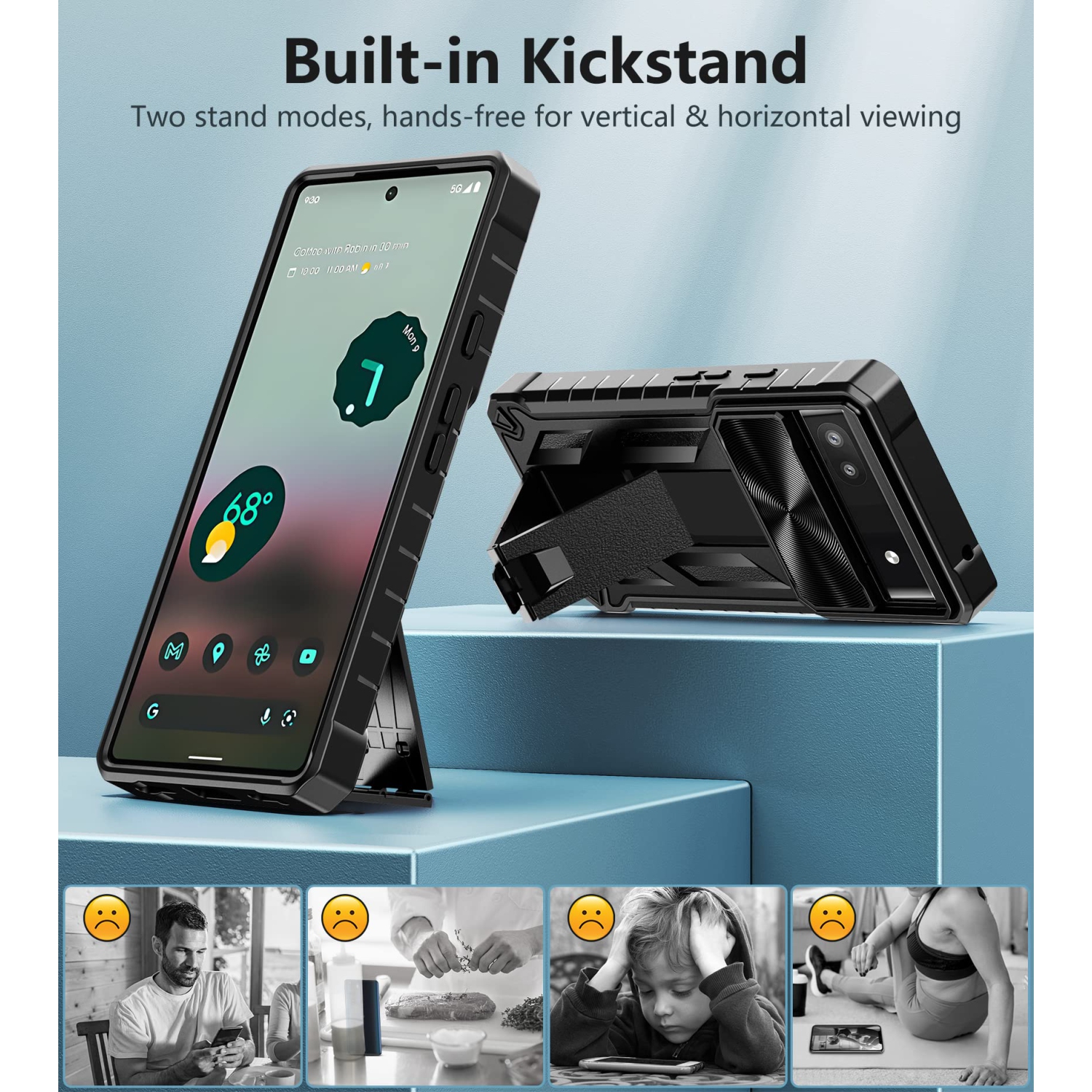 Google Pixel 6a Case: Shockproof Protective Rugged Phone Cover with Kickstand & Camera Lens Slide | Drop Proof Military-Grade Protection TPU Hybrid