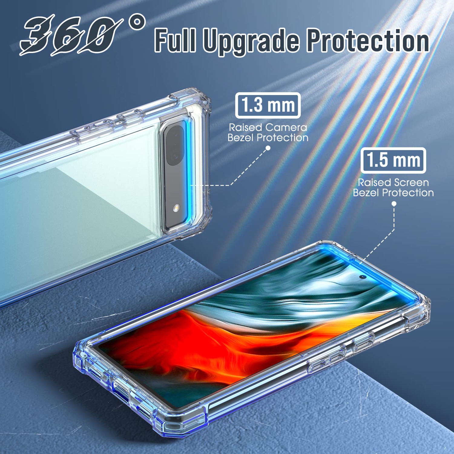 Google Pixel 6A Case 2022: Clear Silicone Heavy Duty Protection with 2 Pack Tempered Screen Protector Phone Cover for Pixel 6A