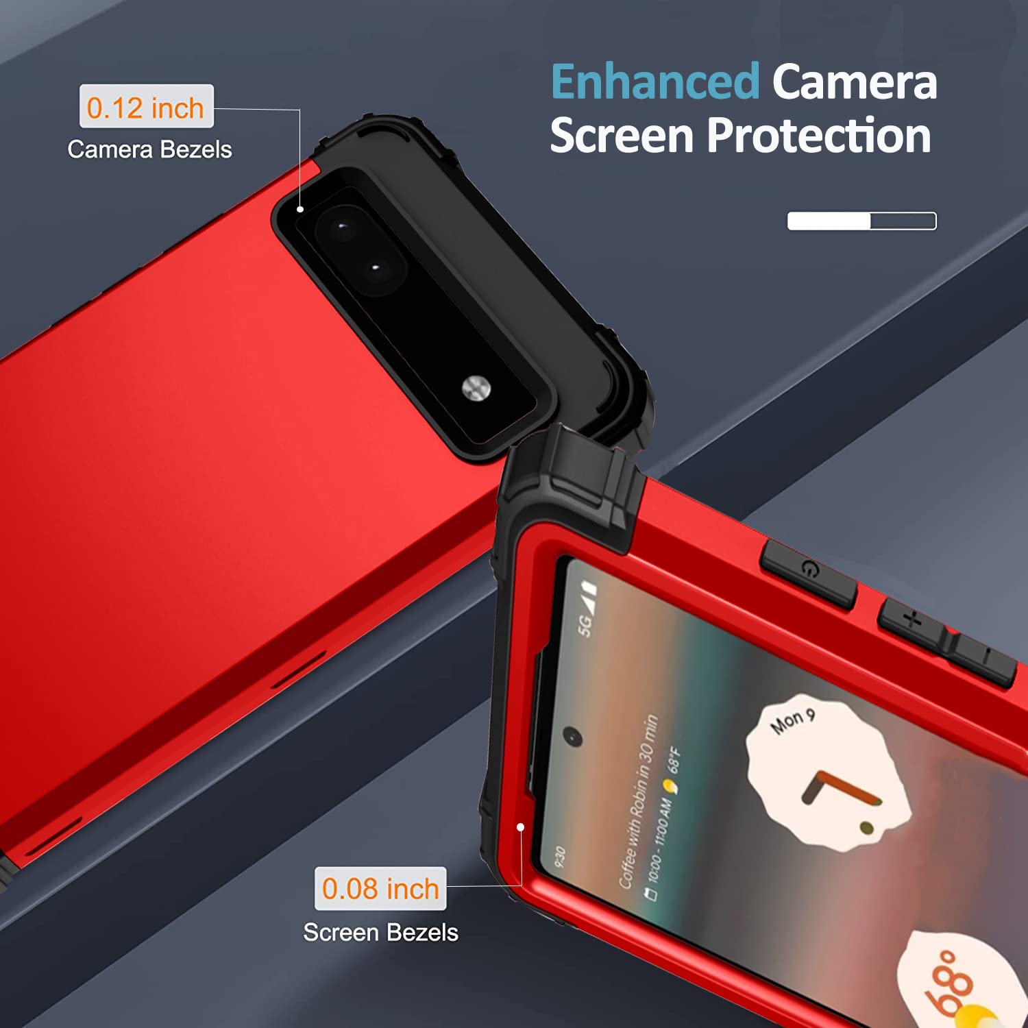 Compatible with Google Pixel 6A Case, Soft Silicone Rubber & PC Back Cover + Hard Bumper Three Layer Heavy Duty Shockproof Protective Case for Google