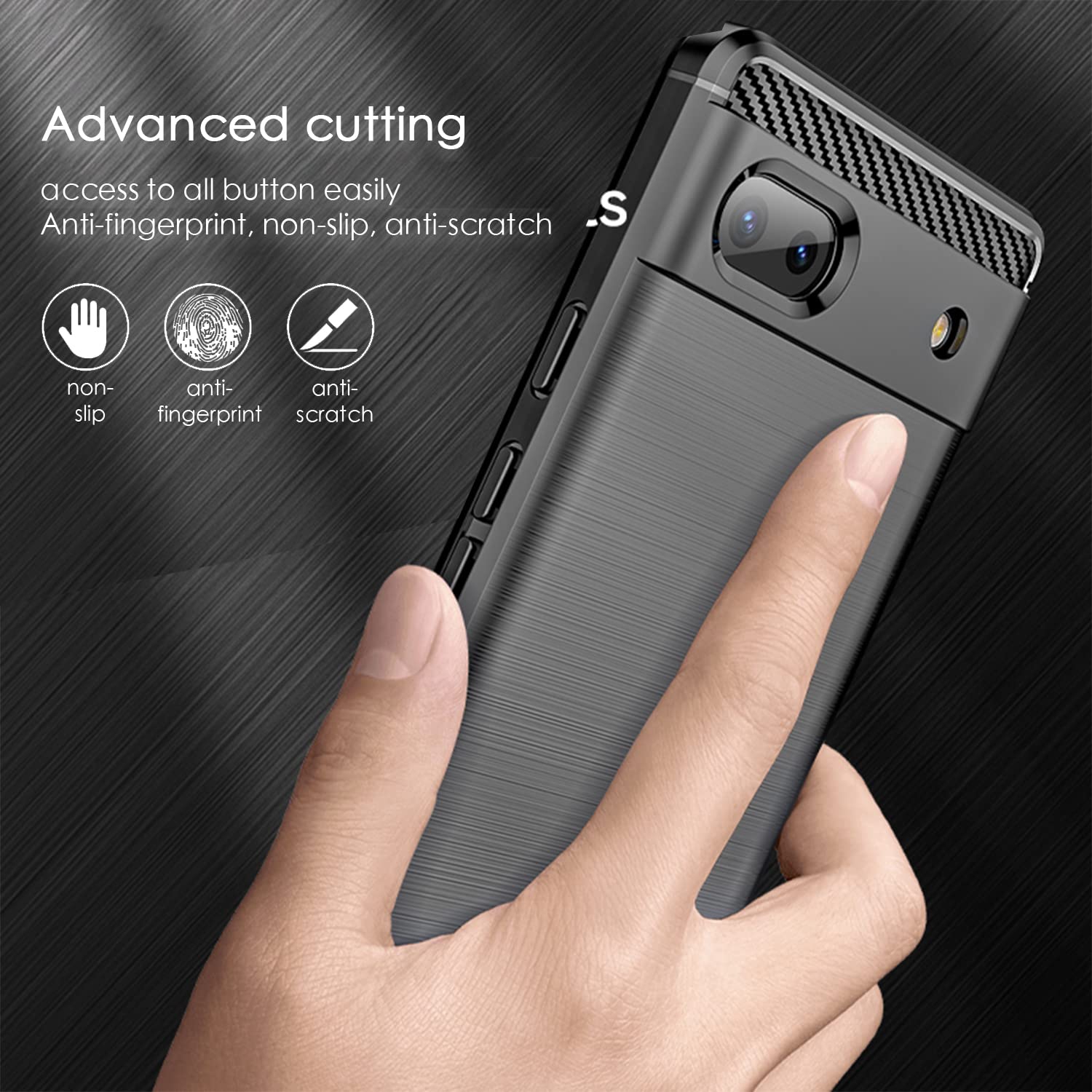 Étui pour Pixel 6A Google Pixel 6A Case Pixel 6A Coque, Black Carbon Fibre Effect Gel Grip Protection anti-rayures collision, étui compatible avec