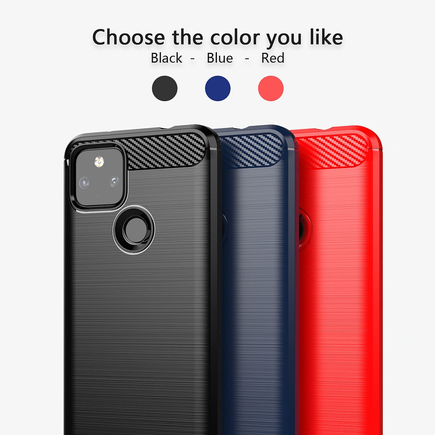 Case for Google Pixel 5A Case Pixel 5A Coque, Black Carbon Fiber Effect Gel Grip Protection Cover Anti Scratch Anti Collision , Case Compatible with