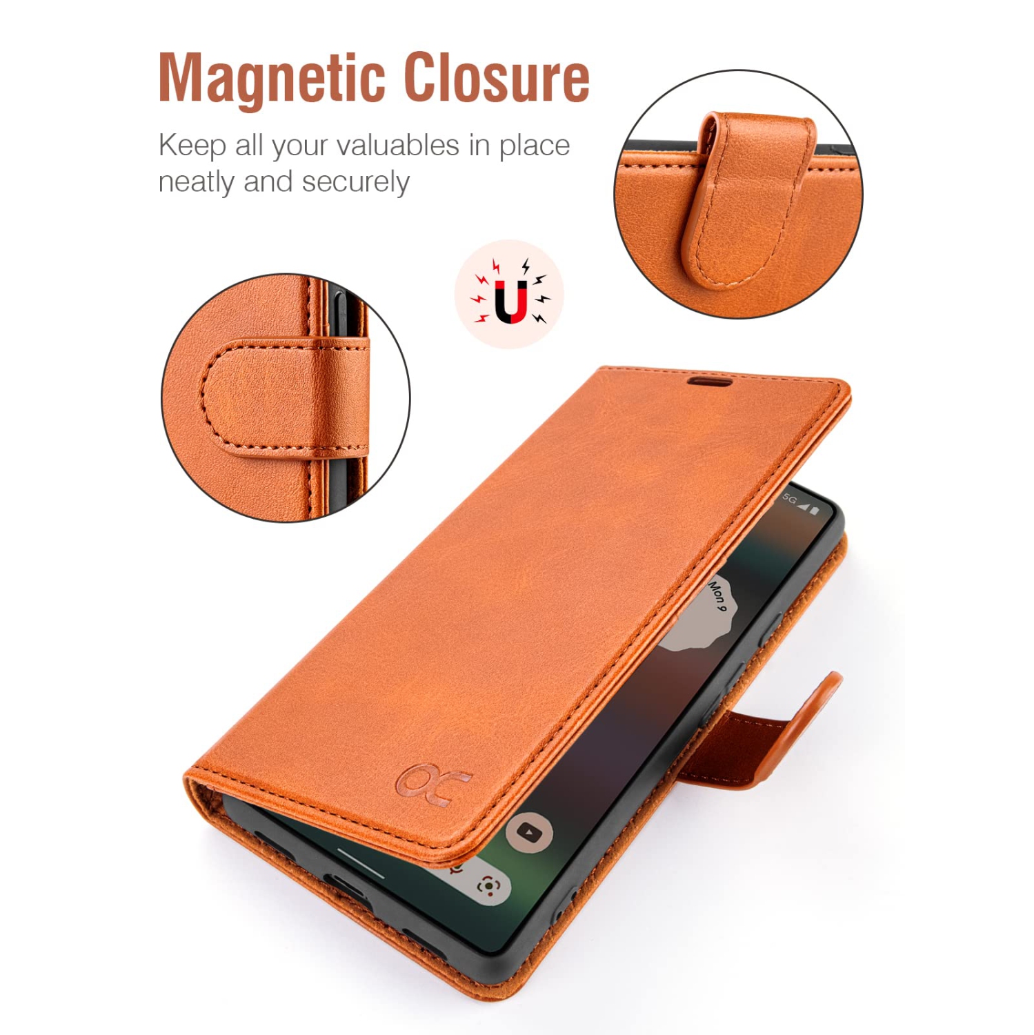 Google Pixel 6A Case Wallet, PU Leather Flip Folio Case with Card Holders RFID Blocking Kickstand Shockproof TPU Inner Shell Phone Cover 6.1 Inch 2022