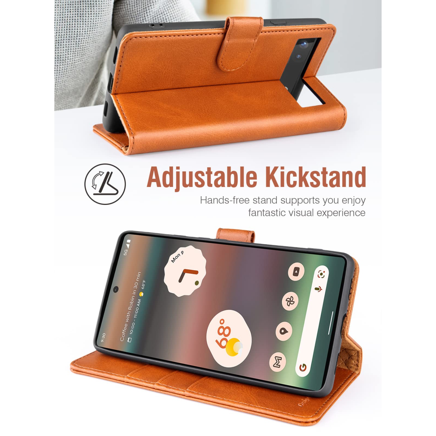 Google Pixel 6A Case Wallet, PU Leather Flip Folio Case with Card Holders RFID Blocking Kickstand Shockproof TPU Inner Shell Phone Cover 6.1 Inch 2022