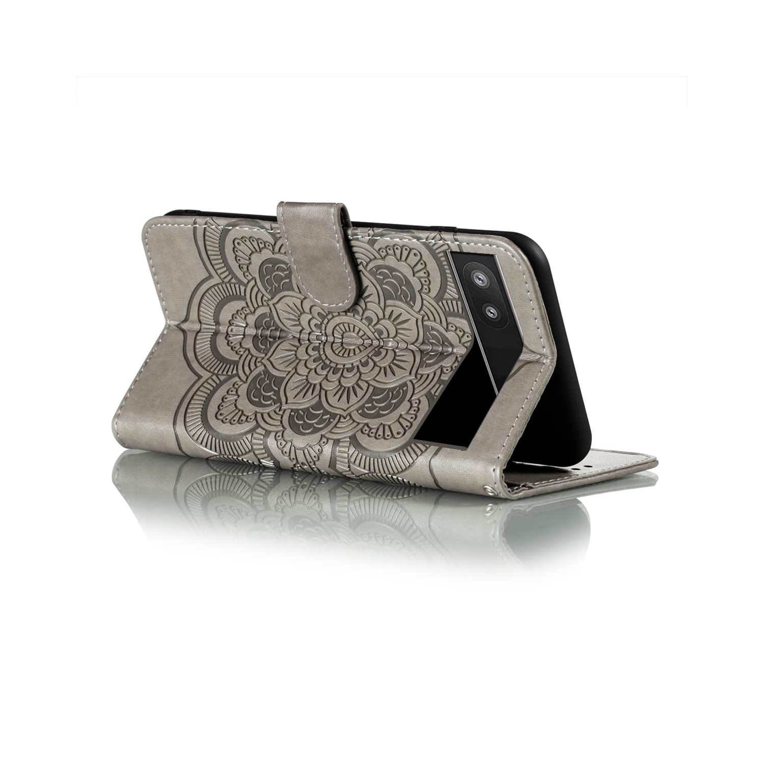 Mandala Case for Google Pixel 6A, Premium Leather Case Wallet with Card Slots Magnetic Stand Protective Cover Ultra Slim Case with Lanyard,Embossed