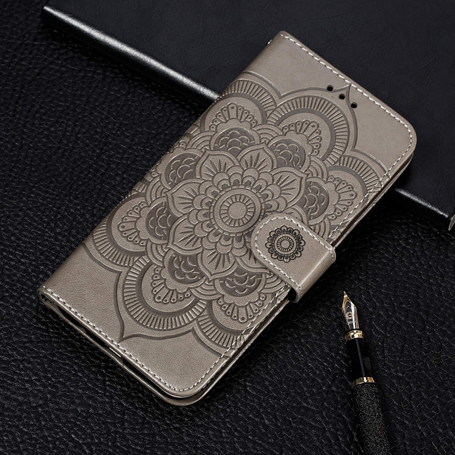 Mandala Case for Google Pixel 6A, Premium Leather Case Wallet with Card Slots Magnetic Stand Protective Cover Ultra Slim Case with Lanyard,Embossed